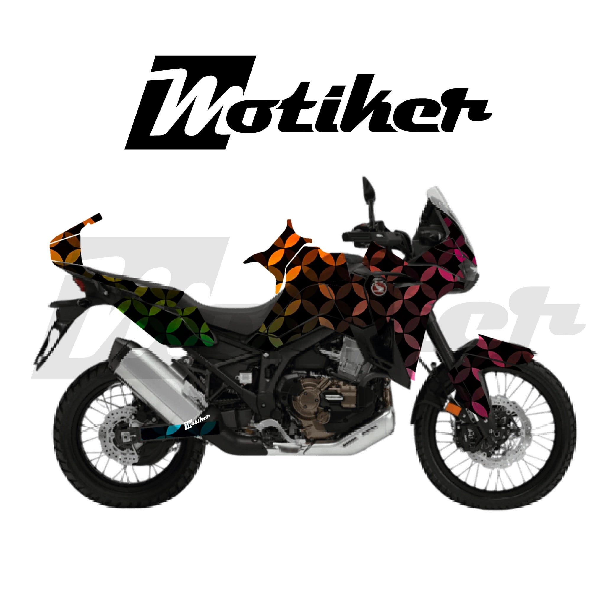 HONDA AFRICA TWIN CRF 1100 L 2020-2023 Parçalı Kaplama Sticker Etiket Modeli Renkli Mozaik Desen 11 (MTK9372)