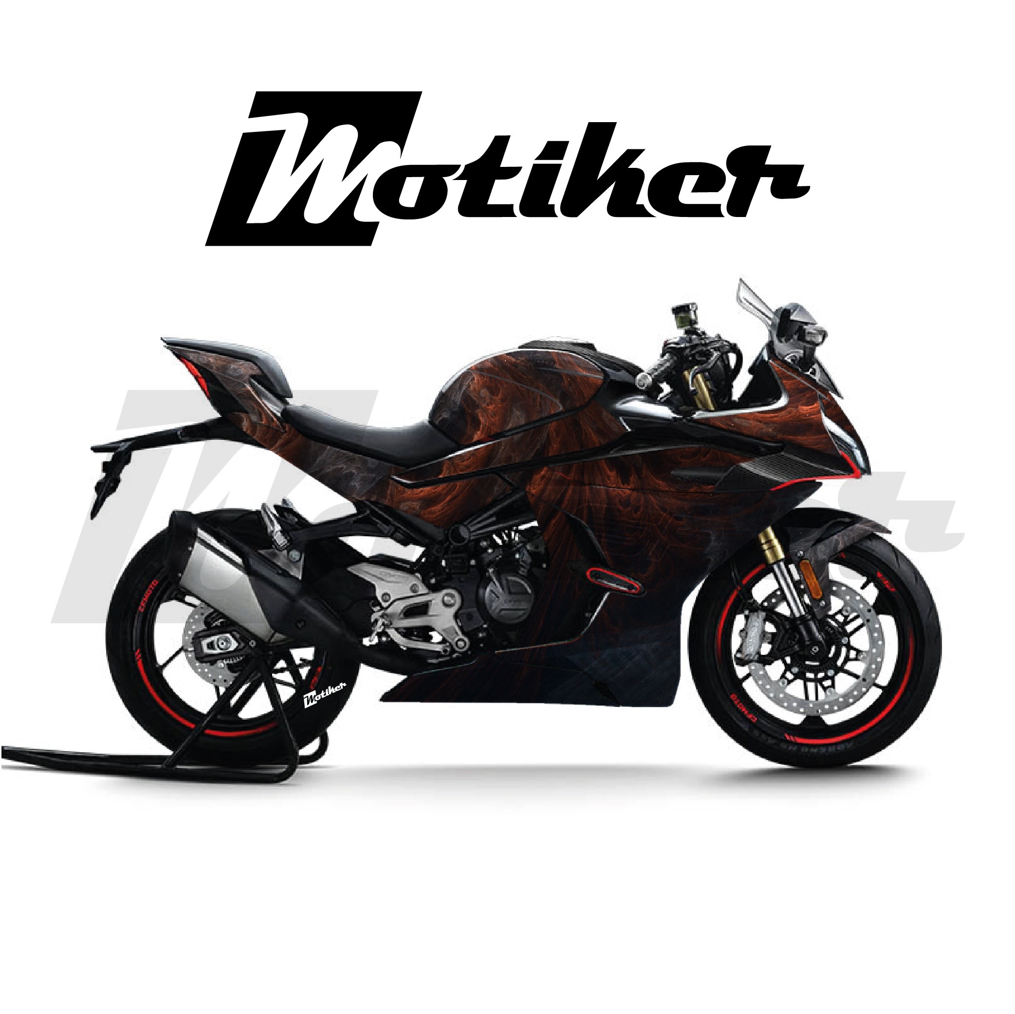 CF MOTO 450SR Parçalı Kaplama Sticker Etiket Modeli Soyut Alev Desen 16 (MTK9377)