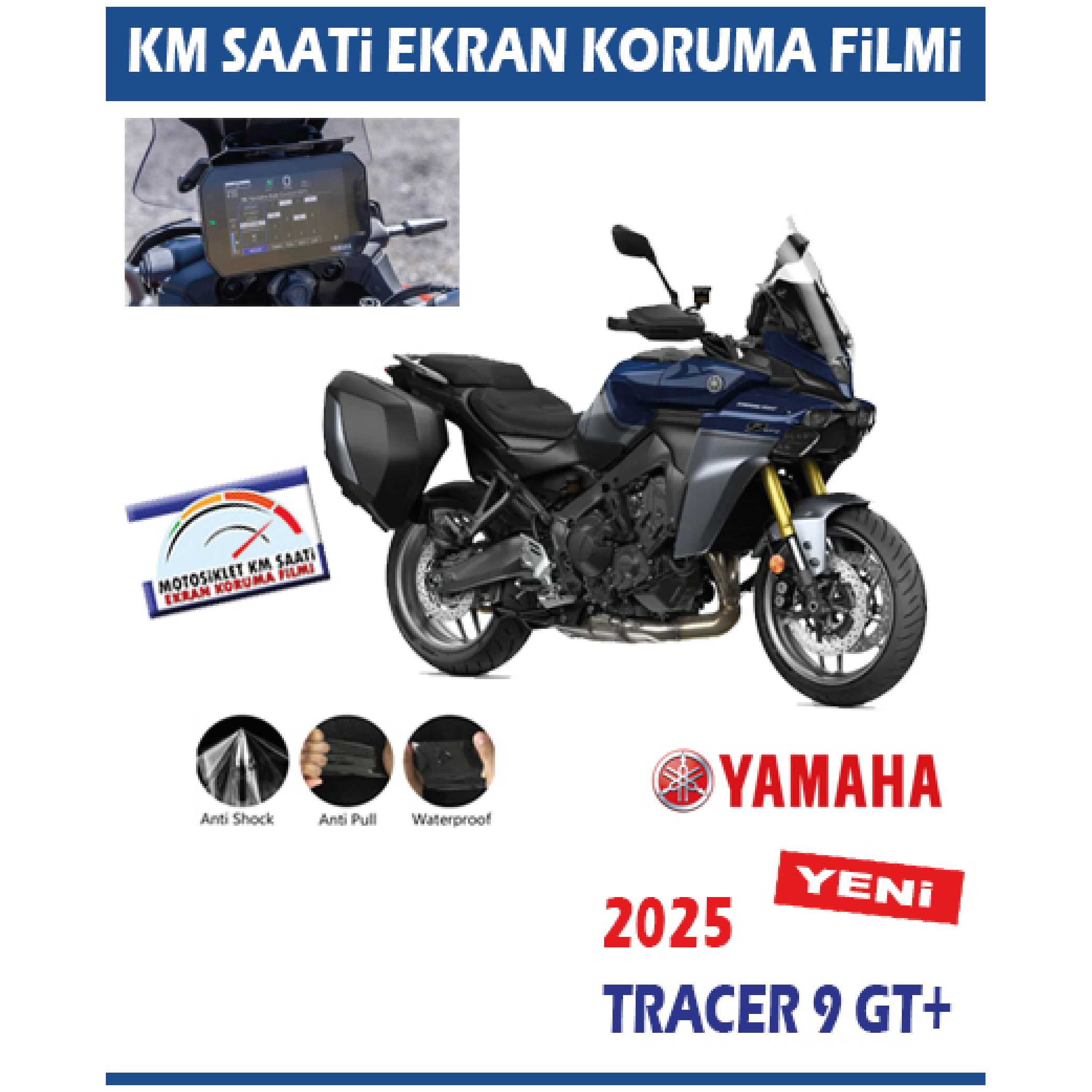 Yamaha TRACER 9 GT 2025 Motosiklet Ekran Km Koruyucu Şeffaf Folyo