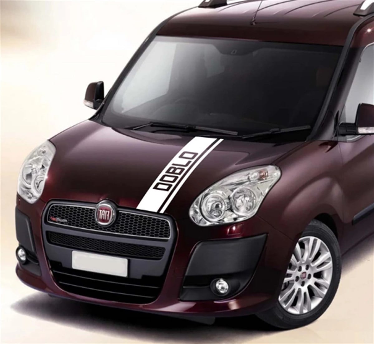 Fiat Doblo Ön Kaput Şerit Sticker Etiket Modeli
