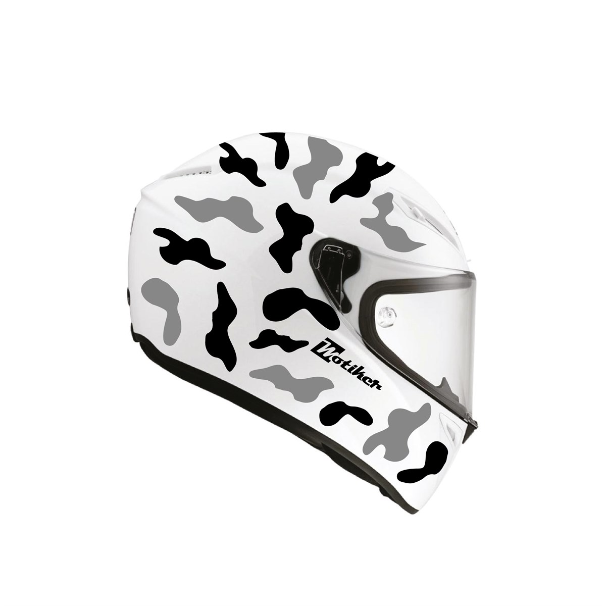 Gri Siyah Kamuflaj Kask Sticker Modeli