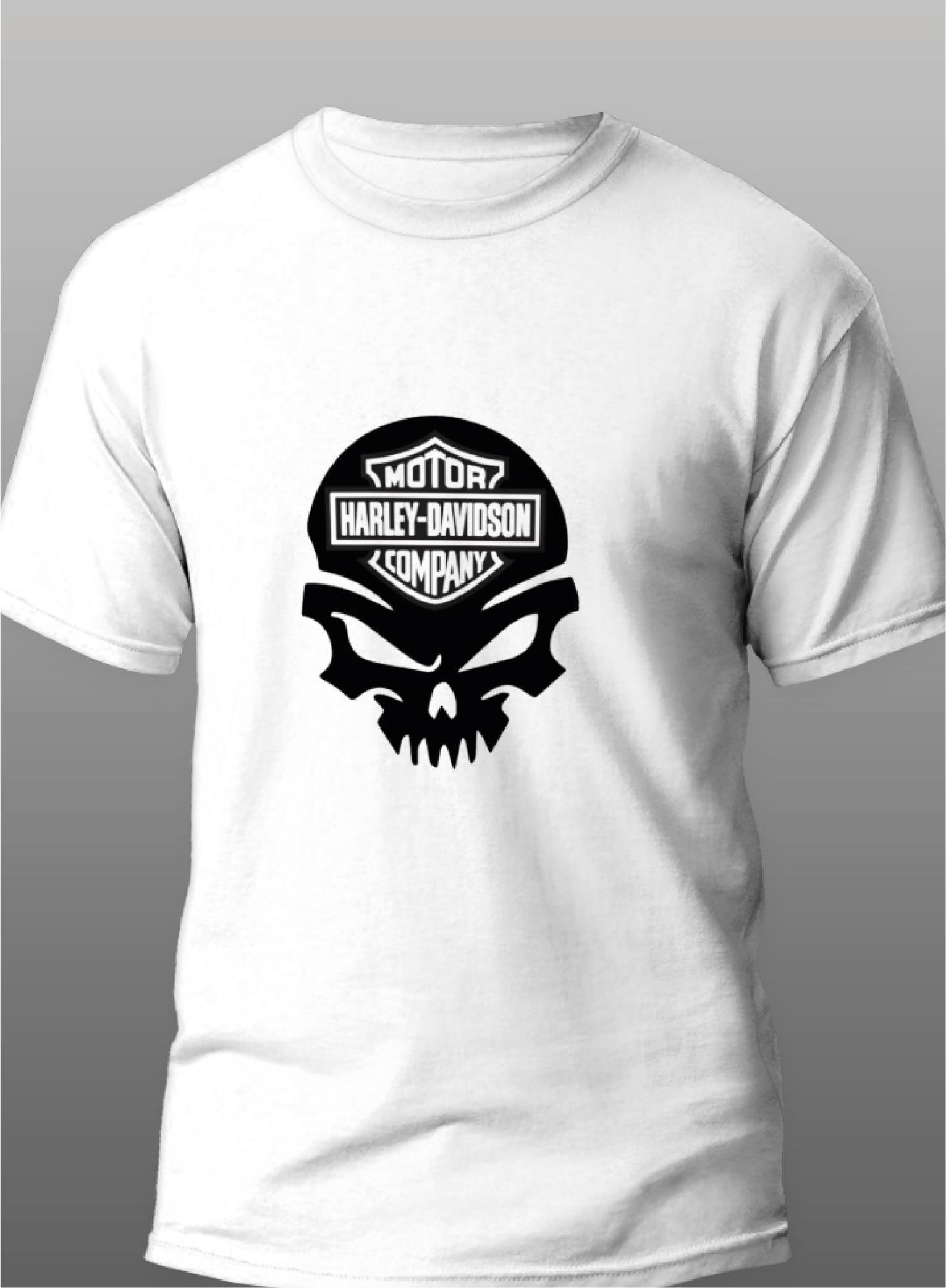 T-ShirtHarley Kurukafa Motorcu T-Shirt Modeli Beyaz