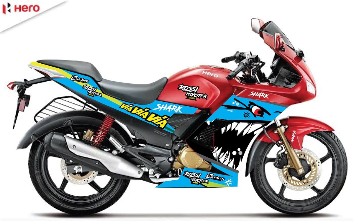 Hero carisma rossi shark Açık Mavi  motosiklet sticker