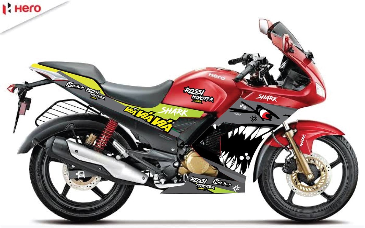 Hero carisma rossi shark Gri motosiklet sticker