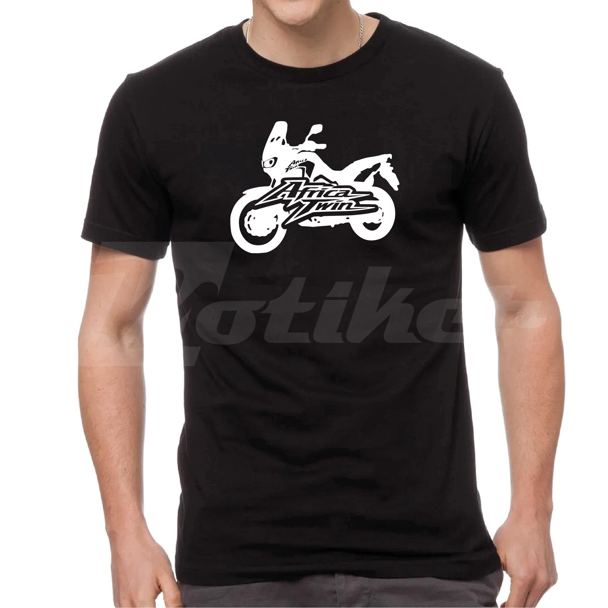 T-ShirtHonda Africa Twin Silüet Logo Tasarım Motorcu Tişörtü Beyaz 