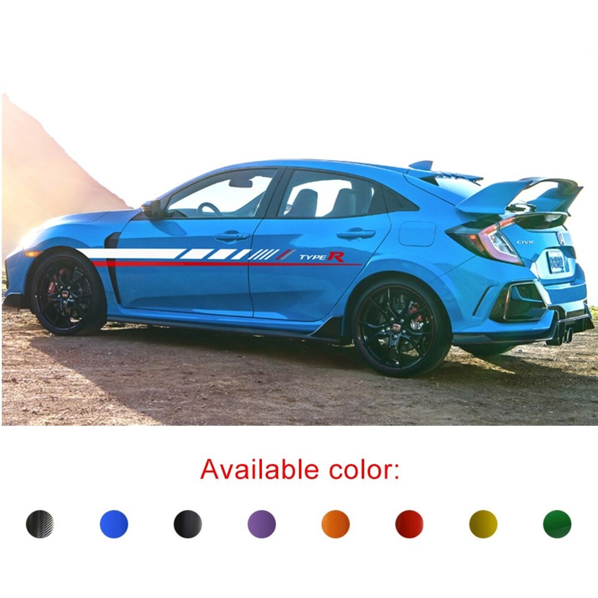 Honda Civic Type-R Çizgi Detaylı Yan Kapı Sticker Etiket 