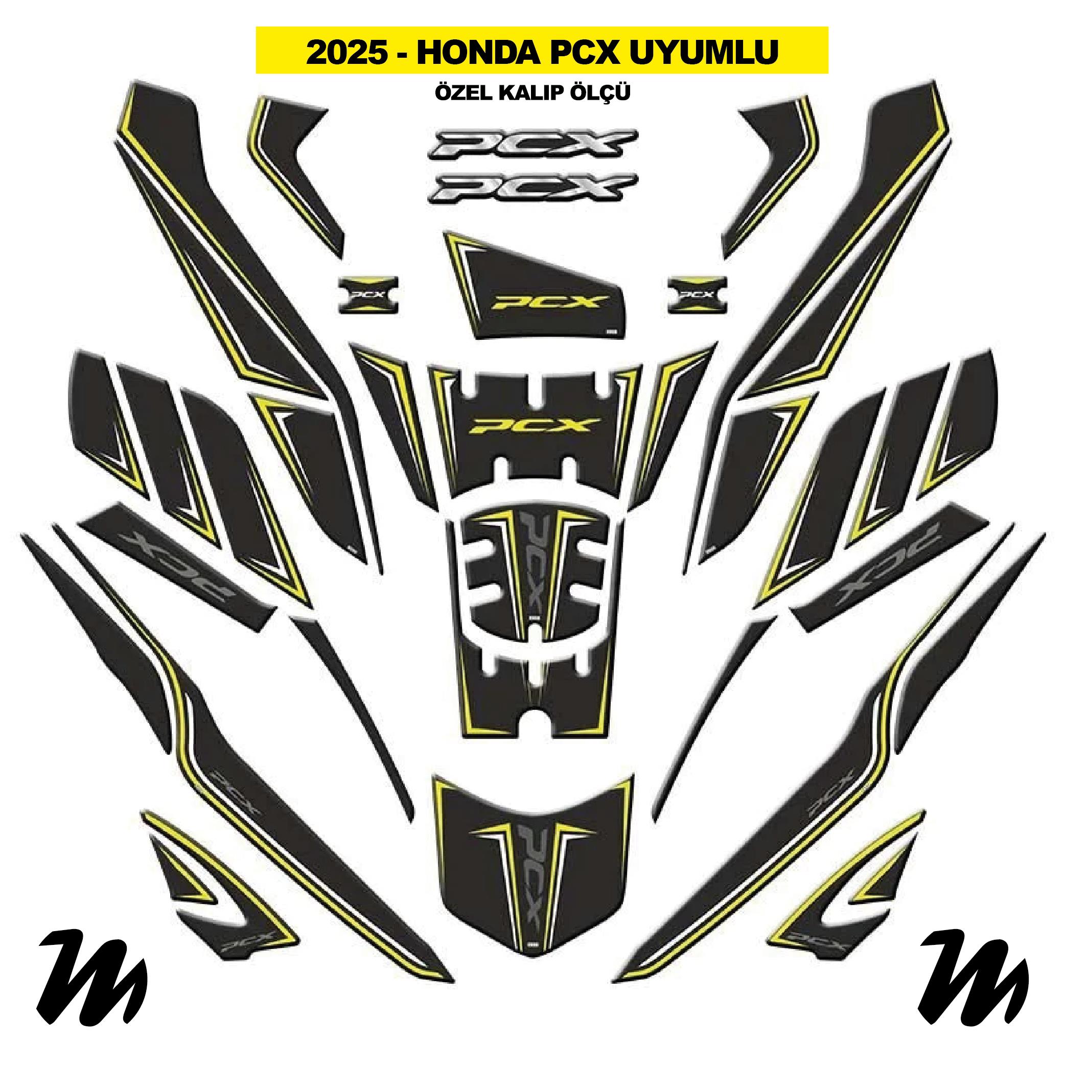 PCXHONDA PCX 2025 UYUMLU TANK PAD  SARI SİYAH GRİ RENK 