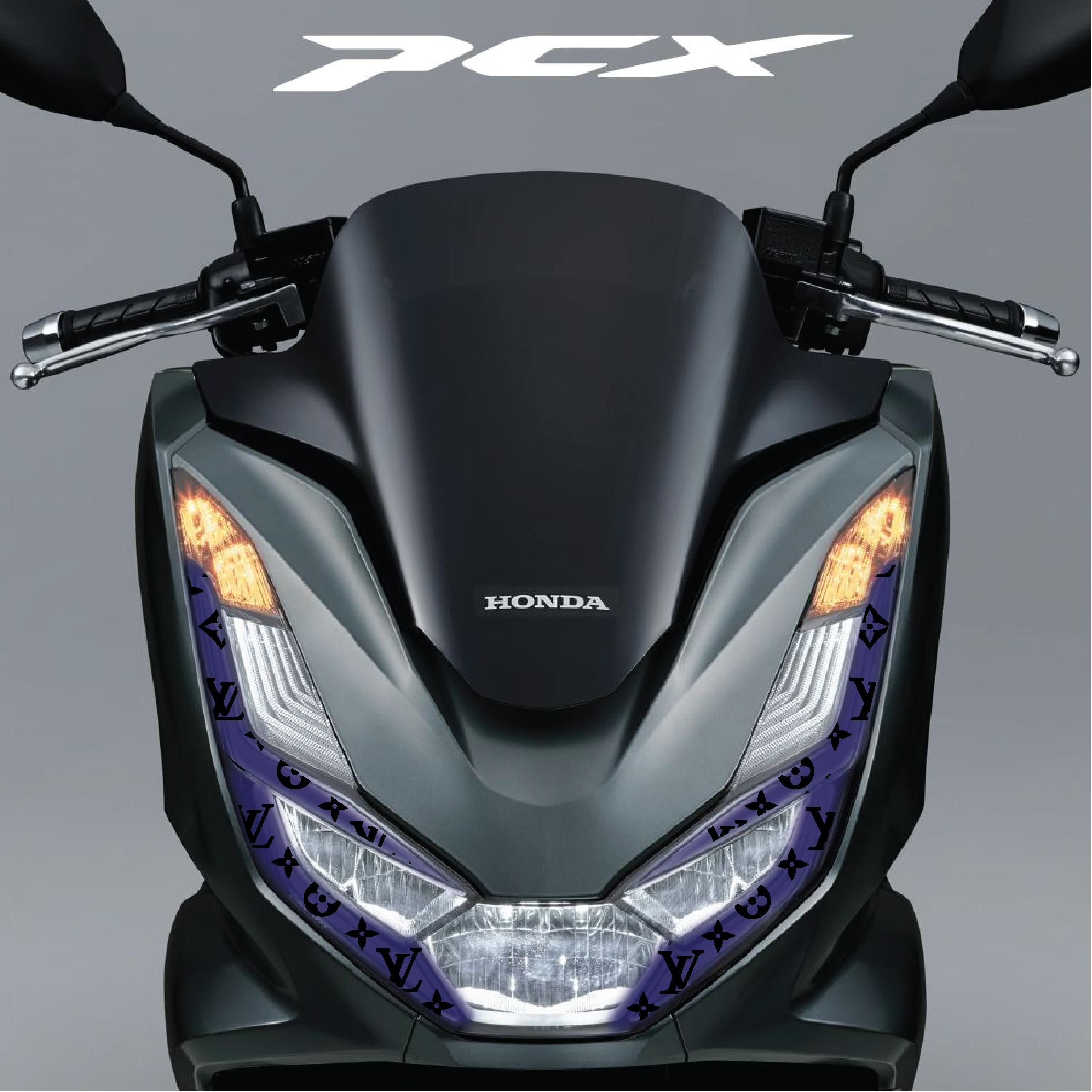 PCXHonda PCX Ön Far Kaşı LV Tasarımı Şeffaf Sticker Lacivert Model 2