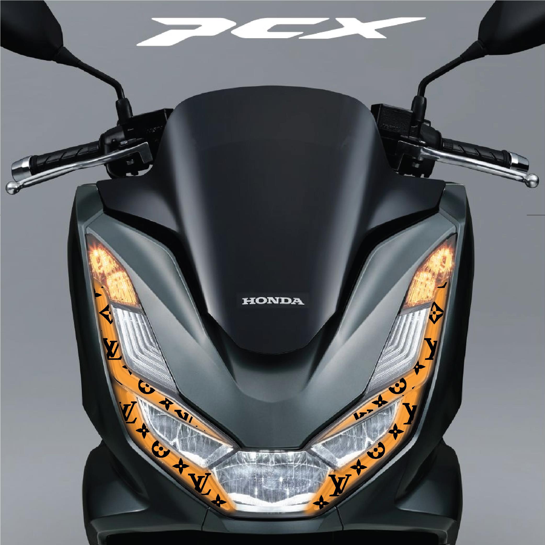 PCXHonda PCX Ön Far Kaşı LV Tasarımı Şeffaf Sticker Turuncu Model 2