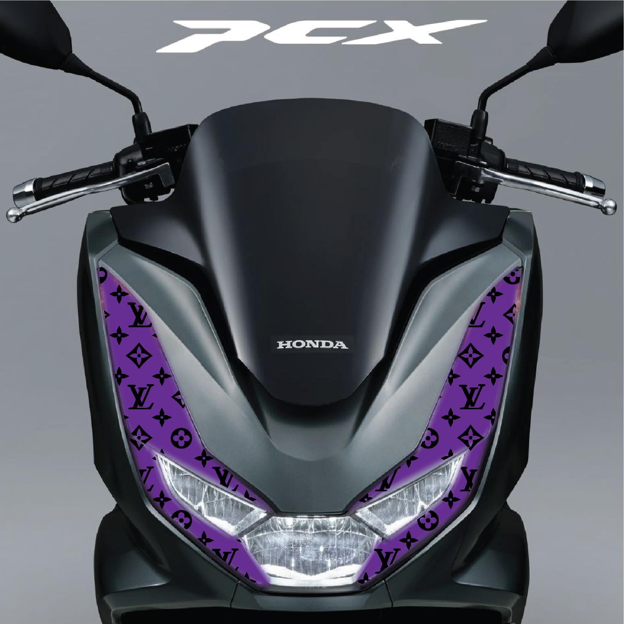 PCXHonda PCX Ön Far Kaşı LV Tasarımı Şeffaf Sticker Mor