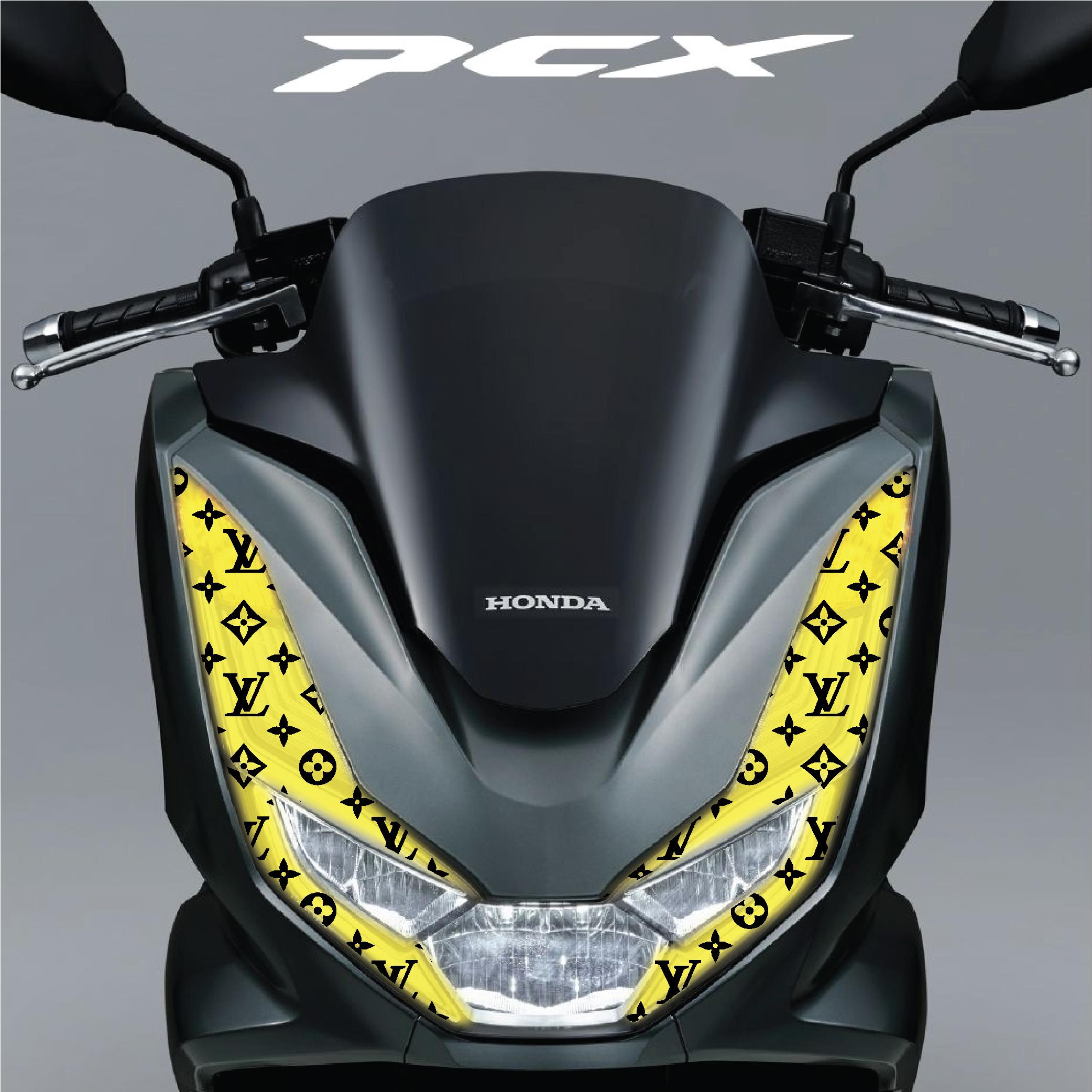 PCXHonda PCX Ön Far Kaşı LV Tasarımı Şeffaf Sticker Sarı
