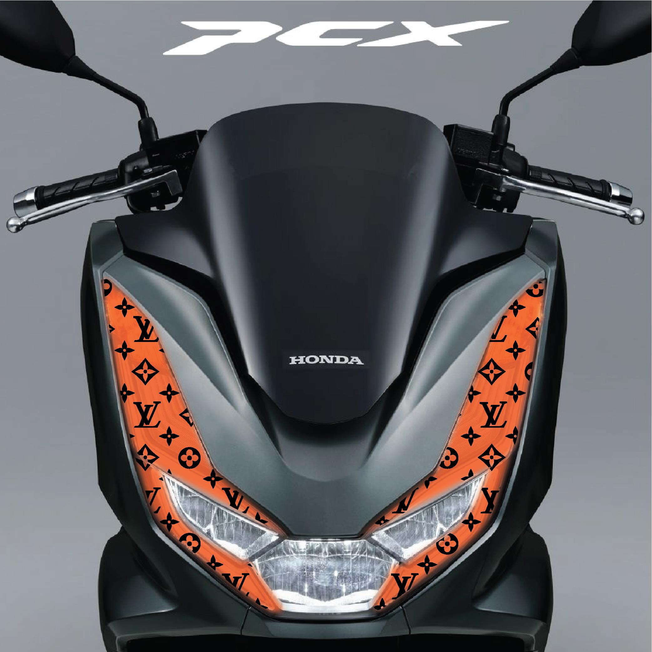 PCXHonda PCX Ön Far Kaşı LV Tasarımı Şeffaf Sticker Turuncu