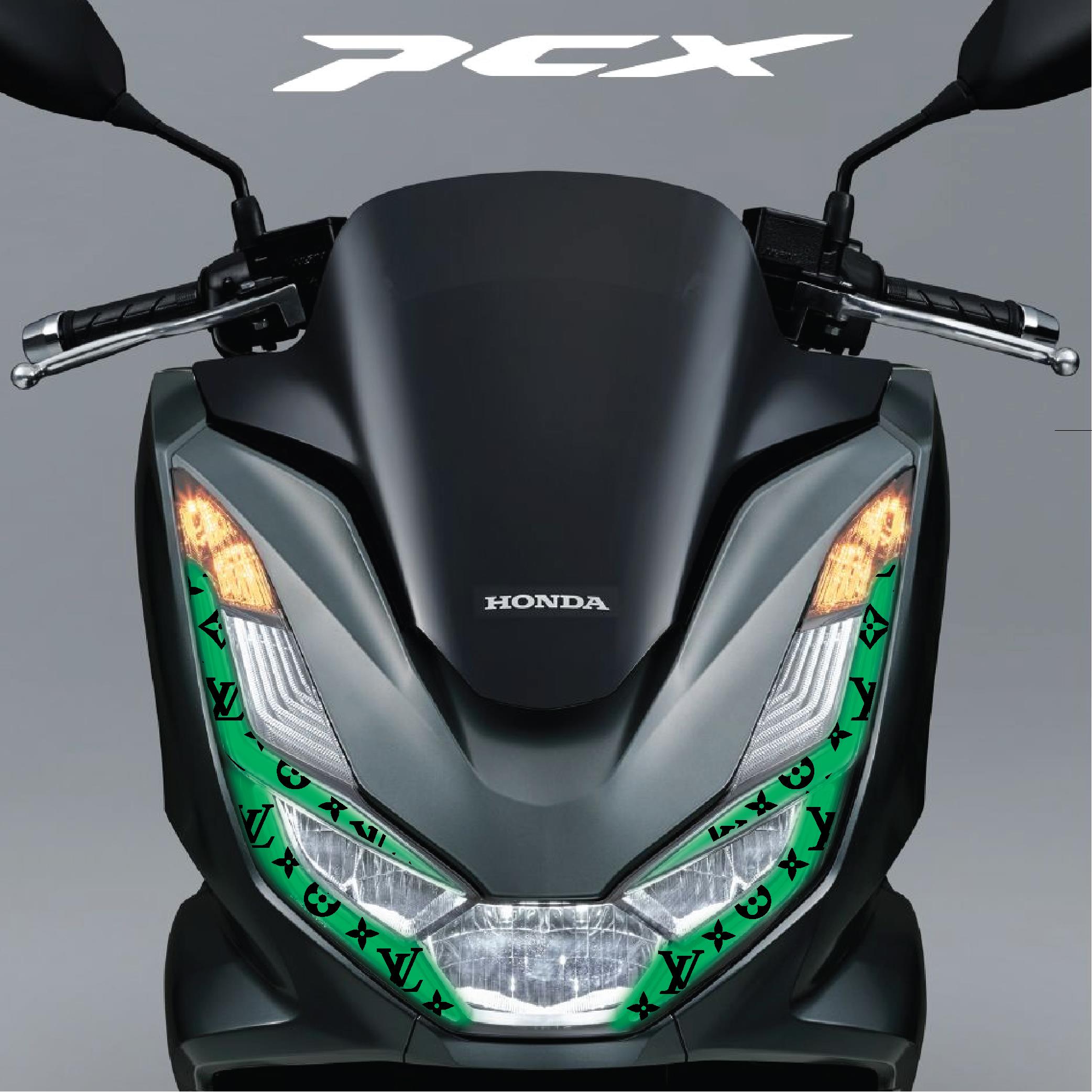 PCXHonda PCX Ön Far Kaşı LV Tasarımı Şeffaf Sticker Yeşil Model 2