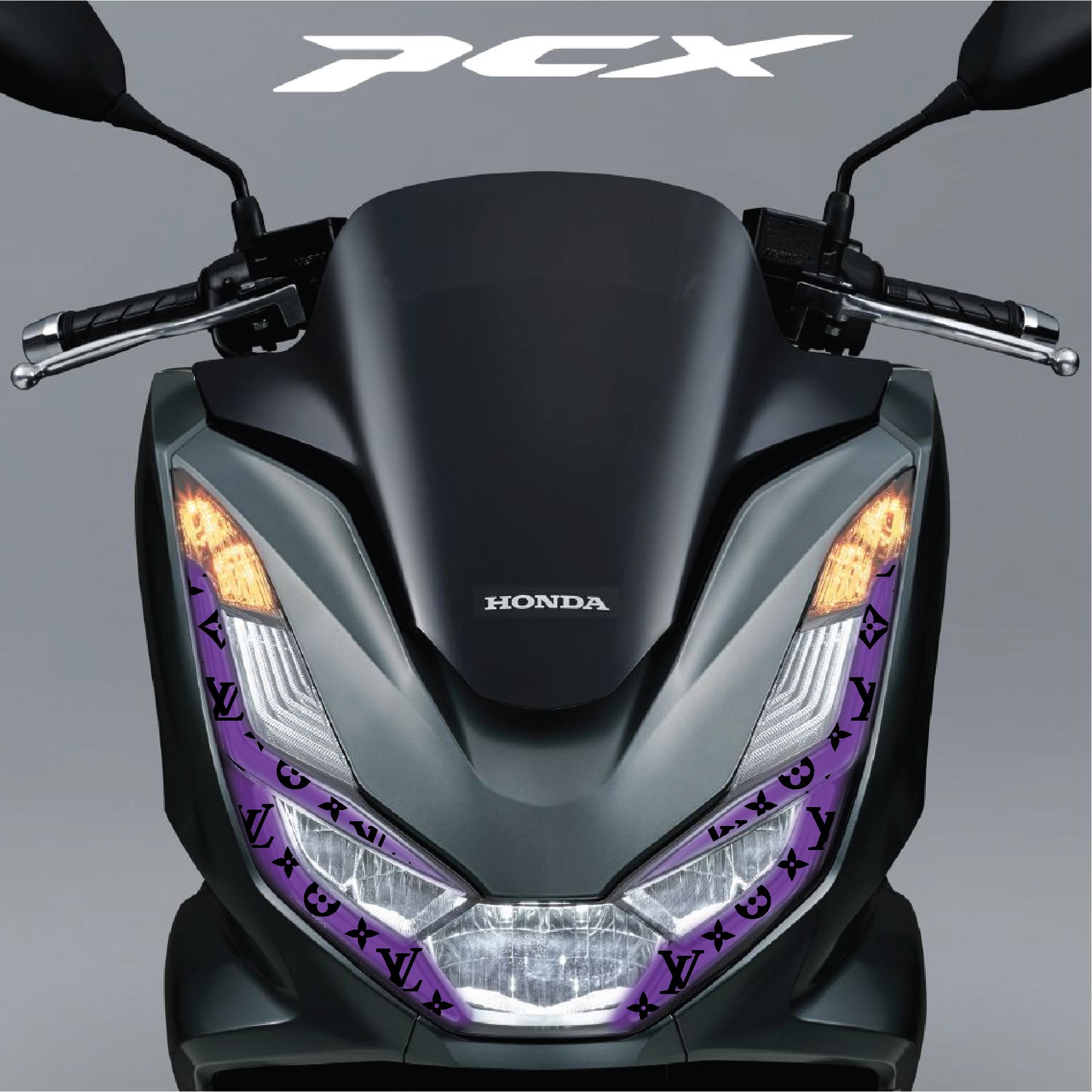 PCXHonda PCX Ön Far Kaşı LV Tasarımı Şeffaf Sticker Mor Model 2