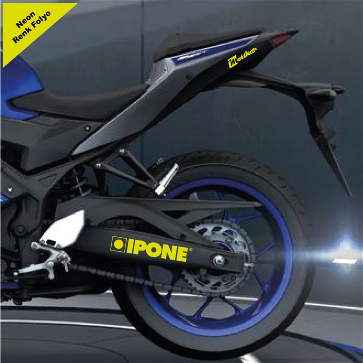 Ipone Yazılı Neon Sarı Arka Maşa Sticker Etiket Modeli