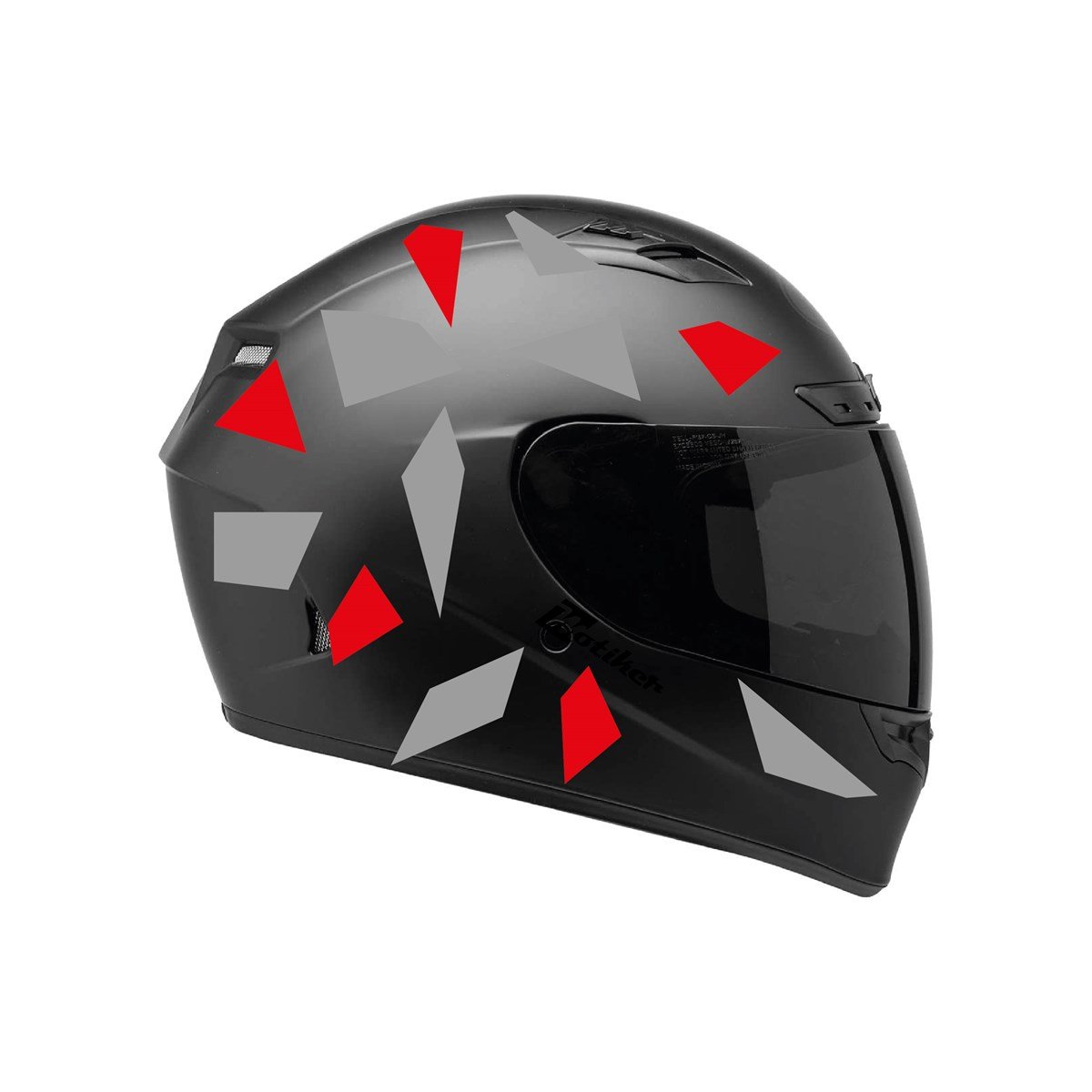 Kare Gri Kırmızı Kamuflaj Kask Sticker Modeli