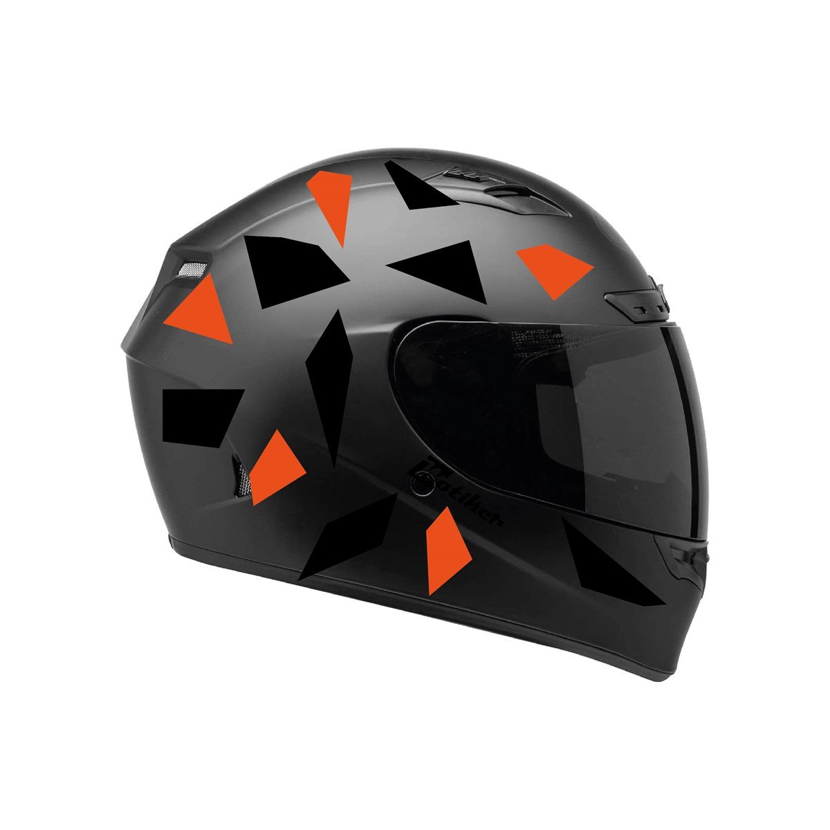 Kare Siyah Neon Turuncu Kamuflaj Kask Sticker Modeli