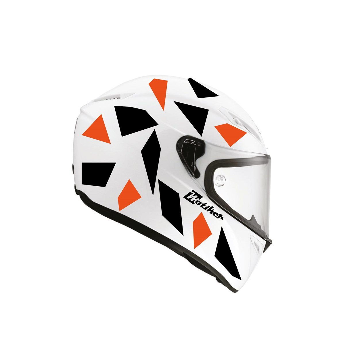 Kare Siyah Neon Turuncu Kamuflaj Kask Sticker Modeli 2