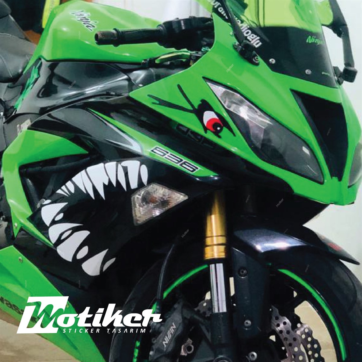 Kawasaki 636 Shark Sticker Etiket Modeli