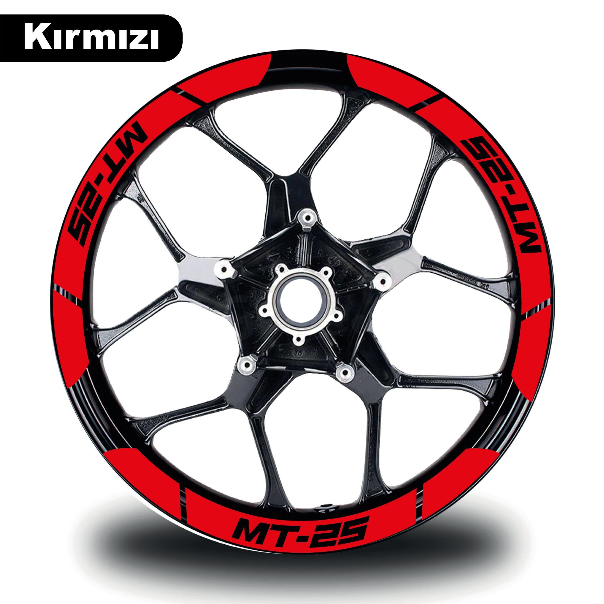 MT-25Kırmızı Yamaha MT-25 Geniş Jant Sticker Etiket Modeli