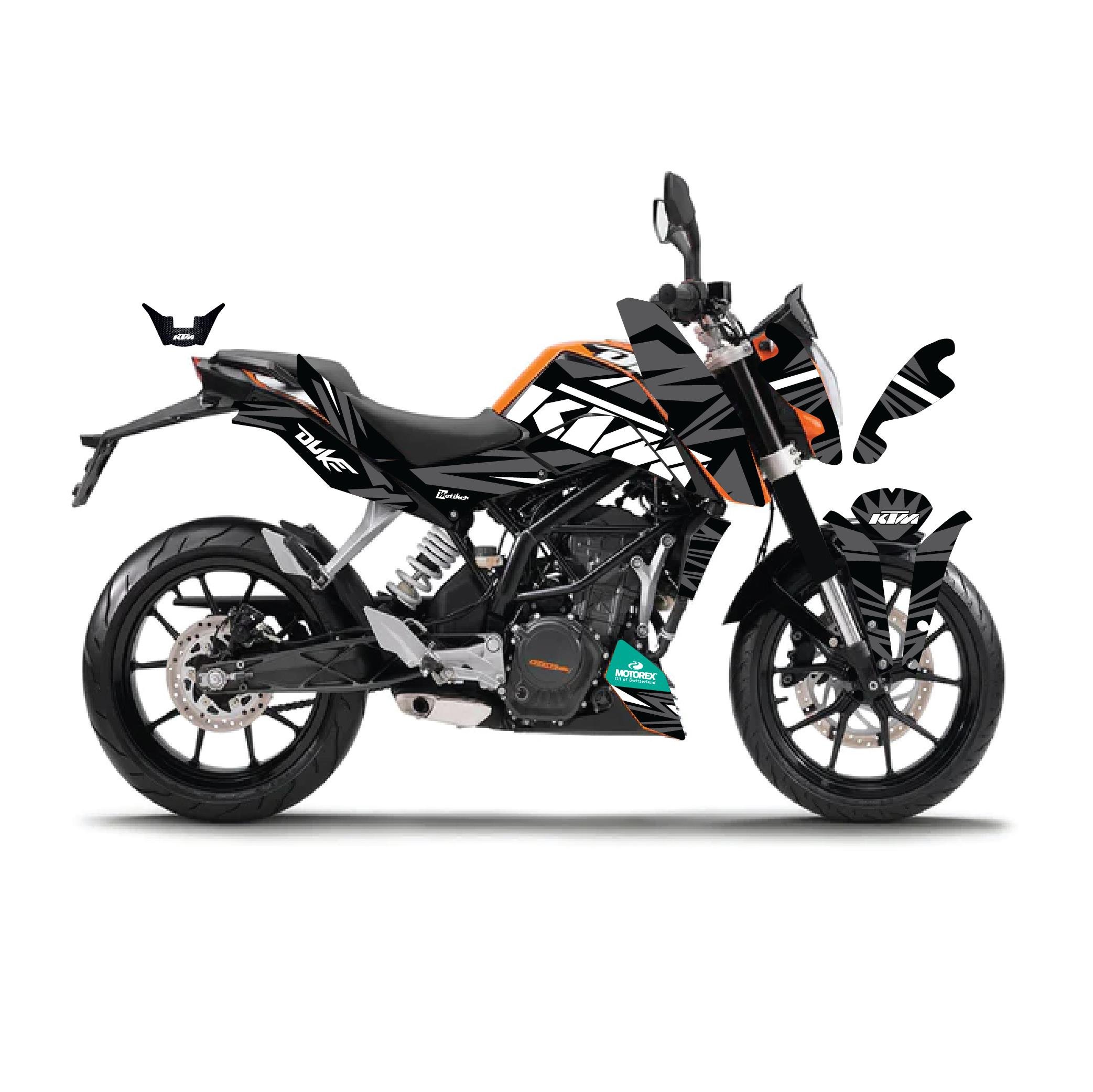 DUKE 200KTM DUKE 200 Sticker Motosiklet Parçalı Lined Kaplama Modeli Siyah - Gri