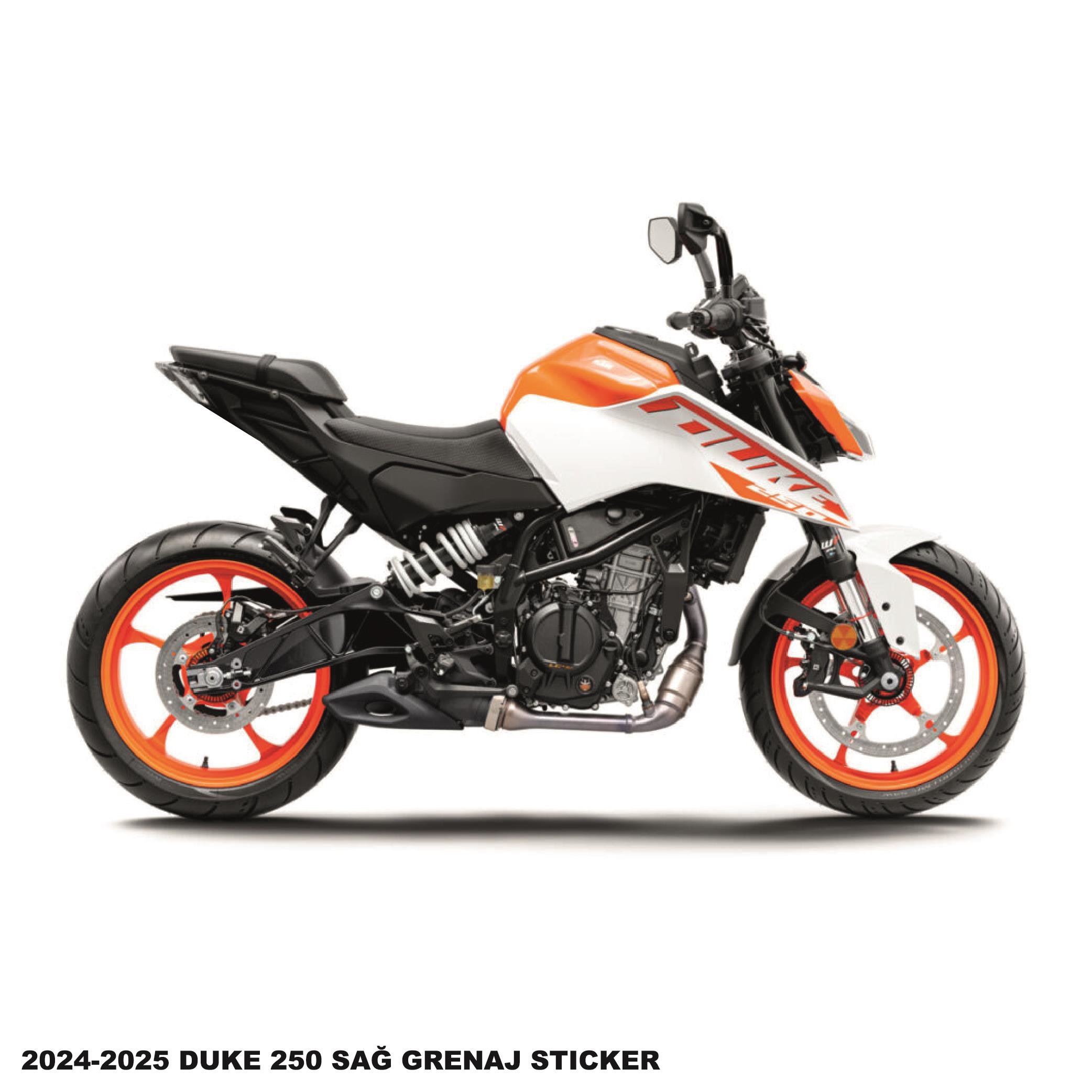 DUKE 250KTM Duke 250 2024-2025 Orjinal Sticker Etiket Modeli Sağ Grenaj Beyaz Motor
