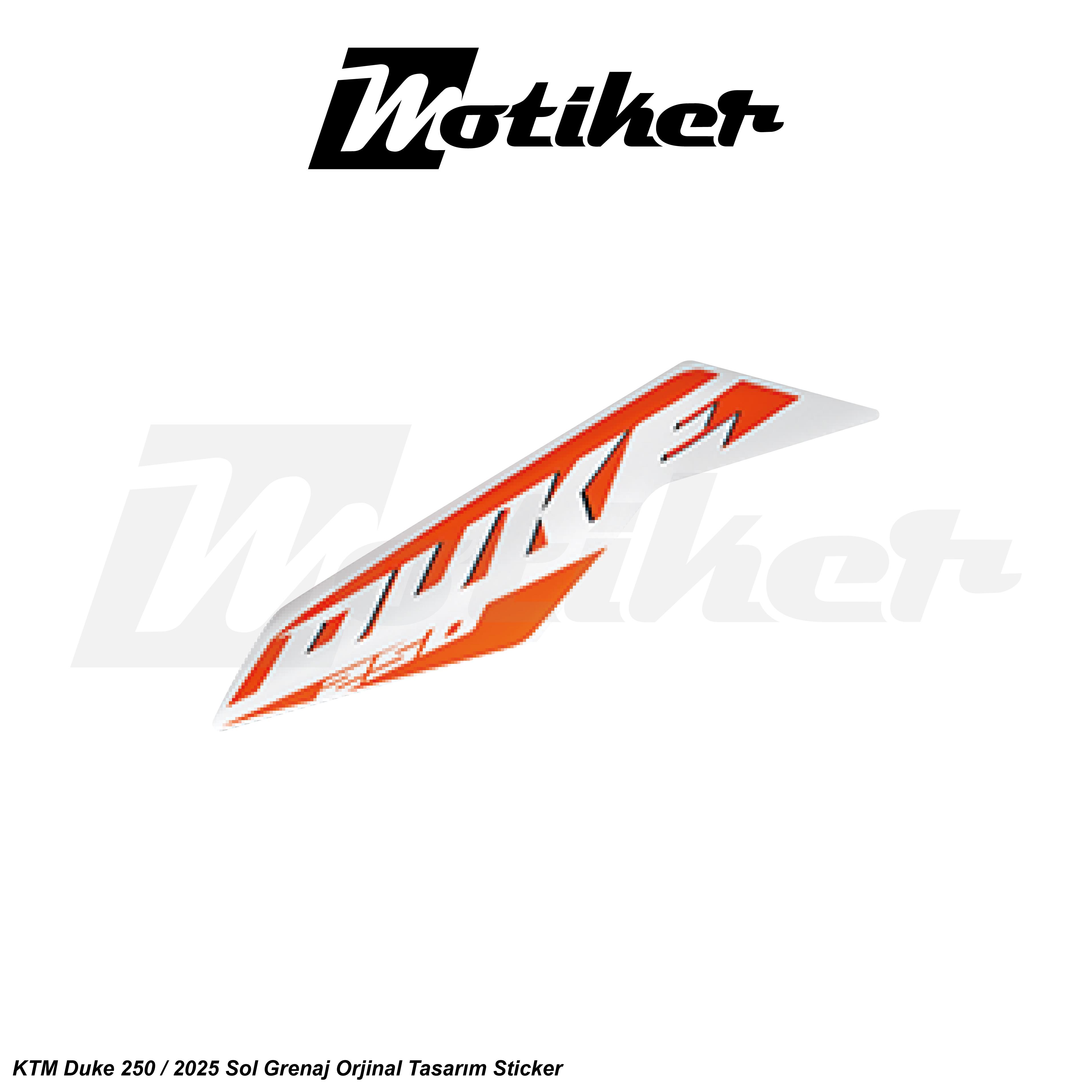 DUKE 250KTM Duke 250 2025 Beyaz Orjinal Sticker Etiket Tasarım Modeli Sol Grenaj Sticker