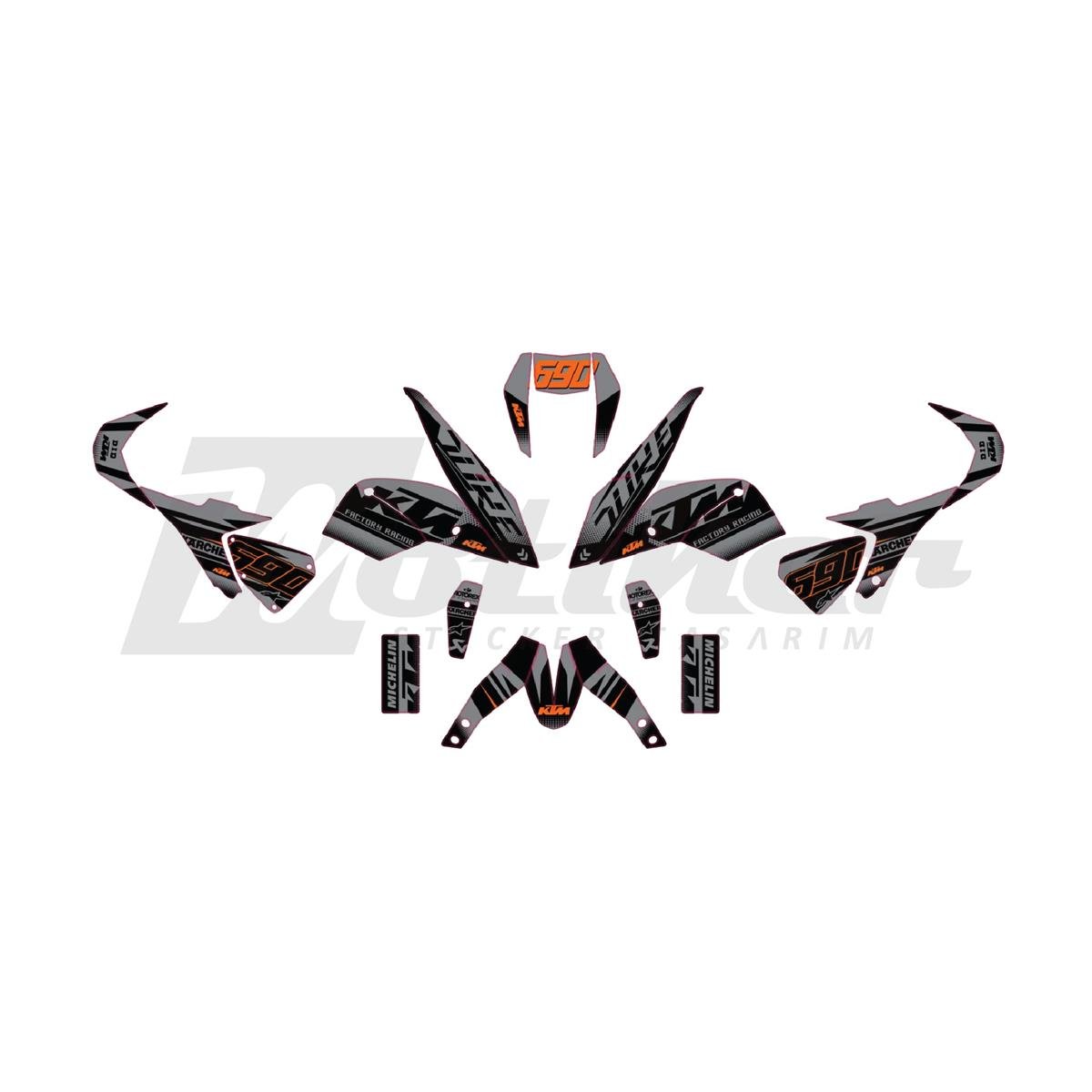 KTM DUKE 390-690 Black Edition Sticker Etiket Modeli
