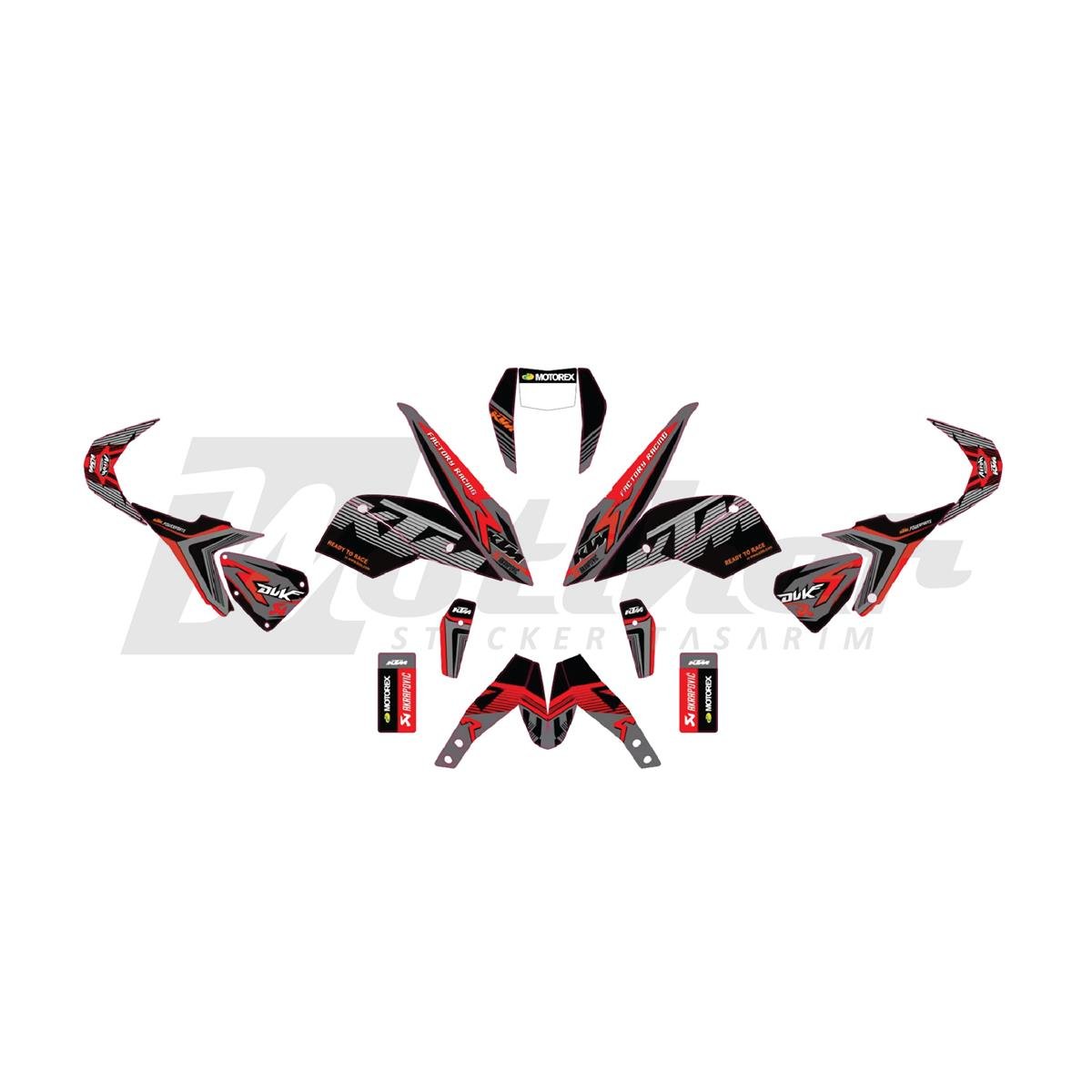 KTM DUKE 390-690 Red Design Sticker Etiket Modeli