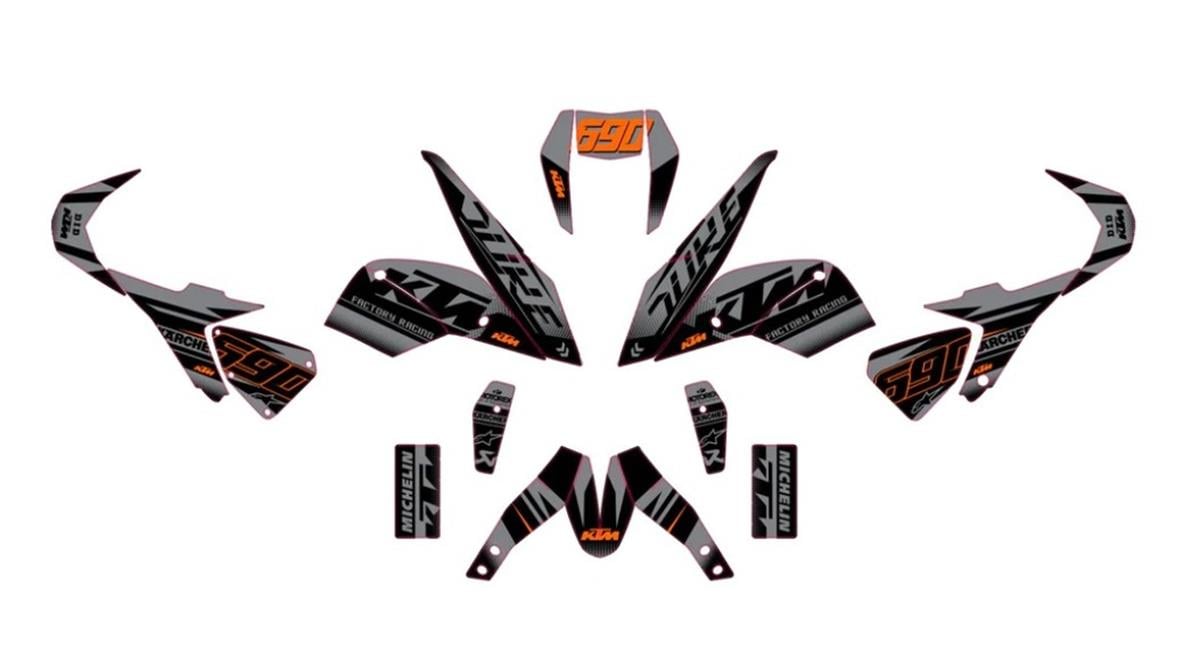 KTM DUKE 690 - FACTORY RACING X MICHELIN Desenli Parçalı Kaplama Takım Sticker 