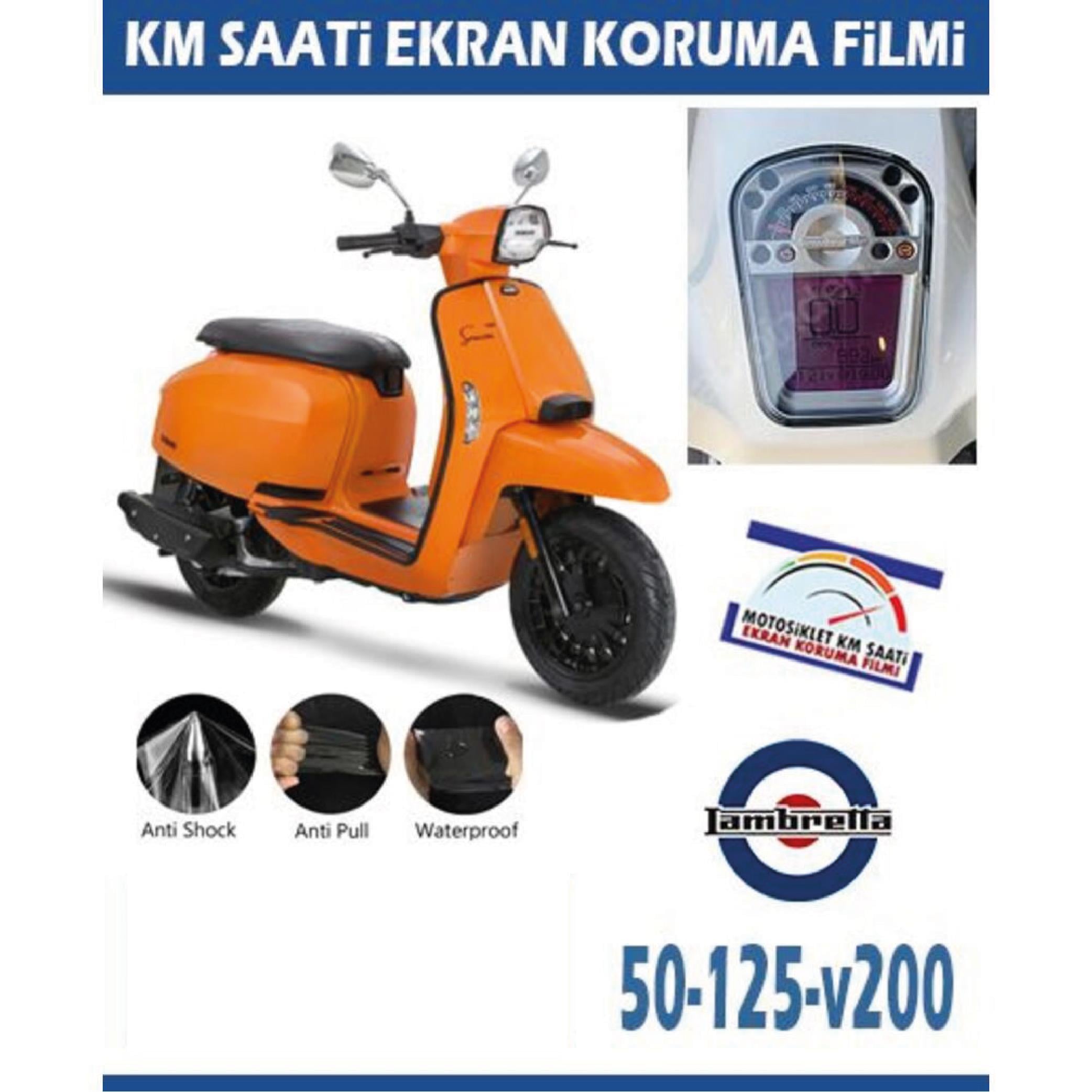 Ekran KorumasıLambretta 50/125/V200 Serisi Motosiklet Ekran Km Koruyucu