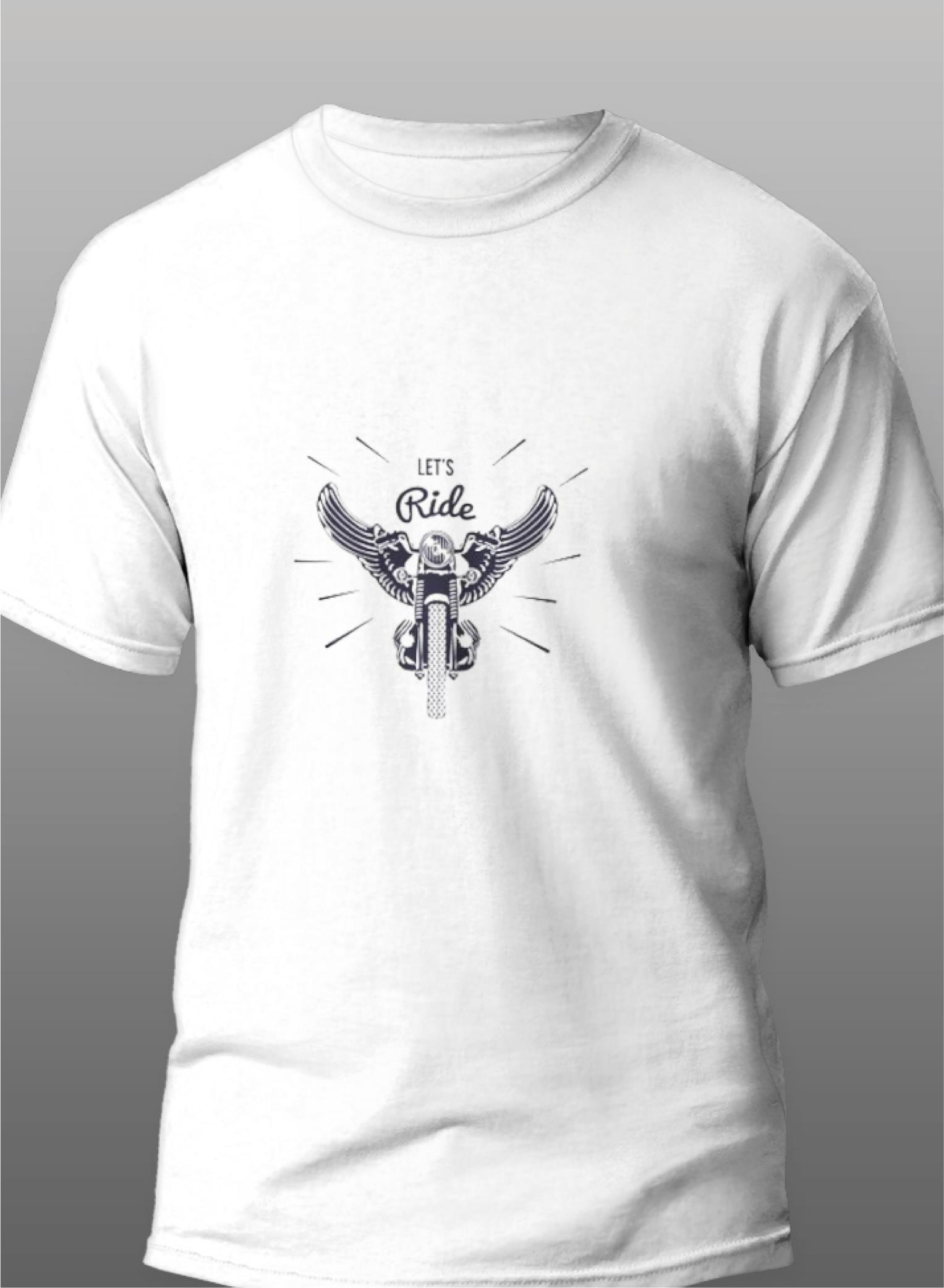 T-ShirtLet's Ride Motorcu T-Shirt Modeli Beyaz