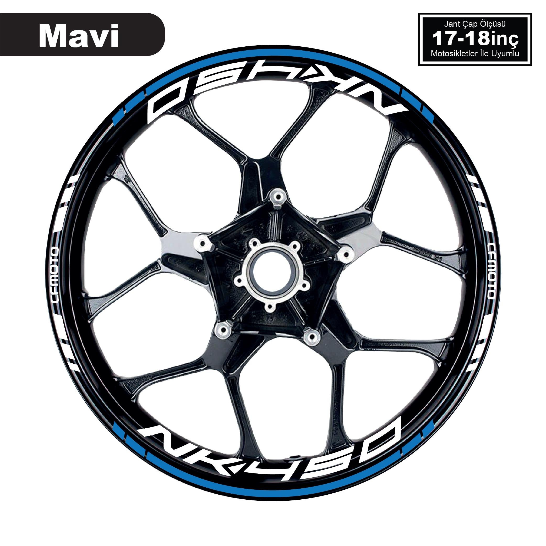 450 NKMavi CFMOTO 450NK Motosiklet Jant Sticker Etiket Modeli İç & Dış Takım