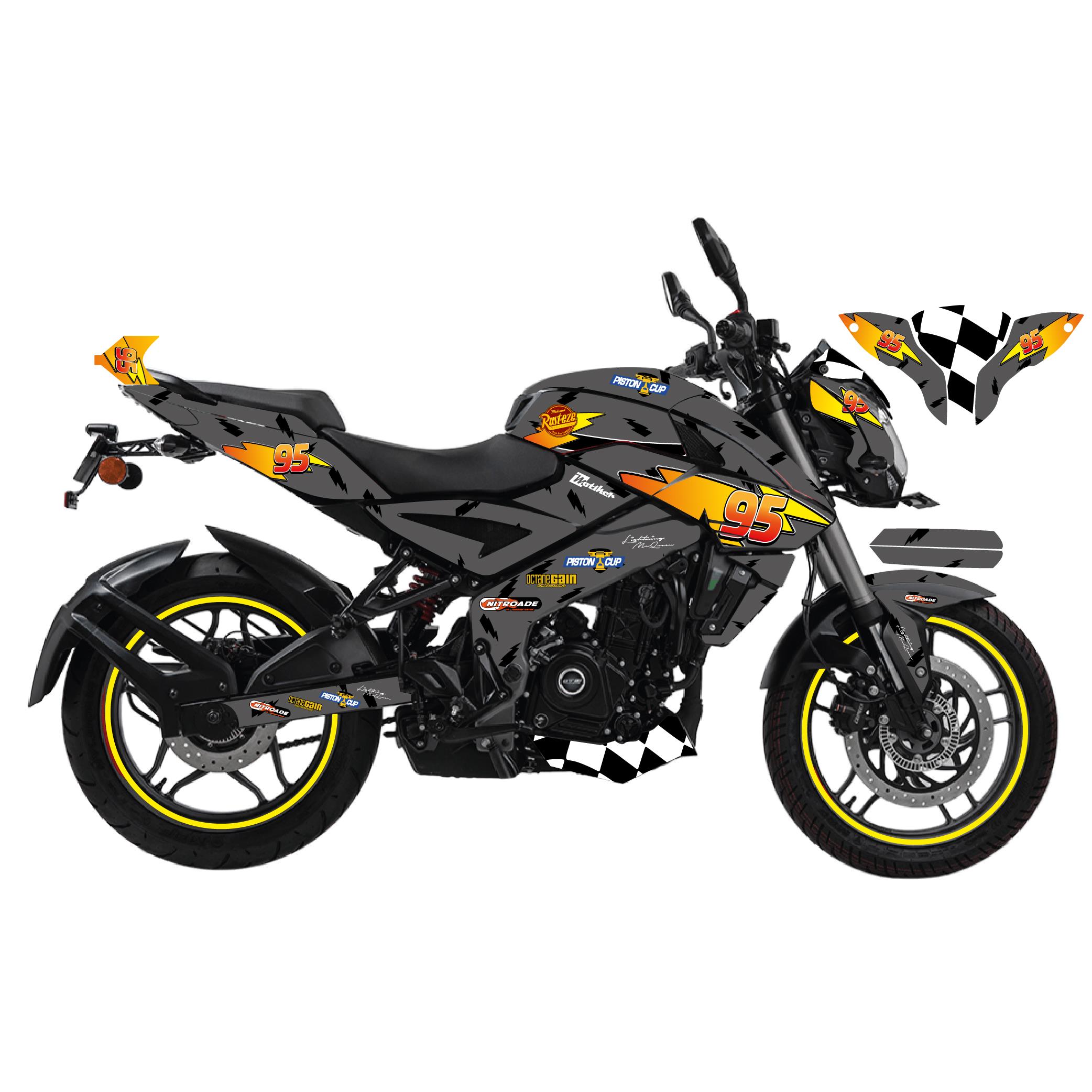 PULSAR NS 200Motiker BAJAJ NS200 McQueen Gri Sticker Parçalı Motosiklet Kaplama Etiket Modeli