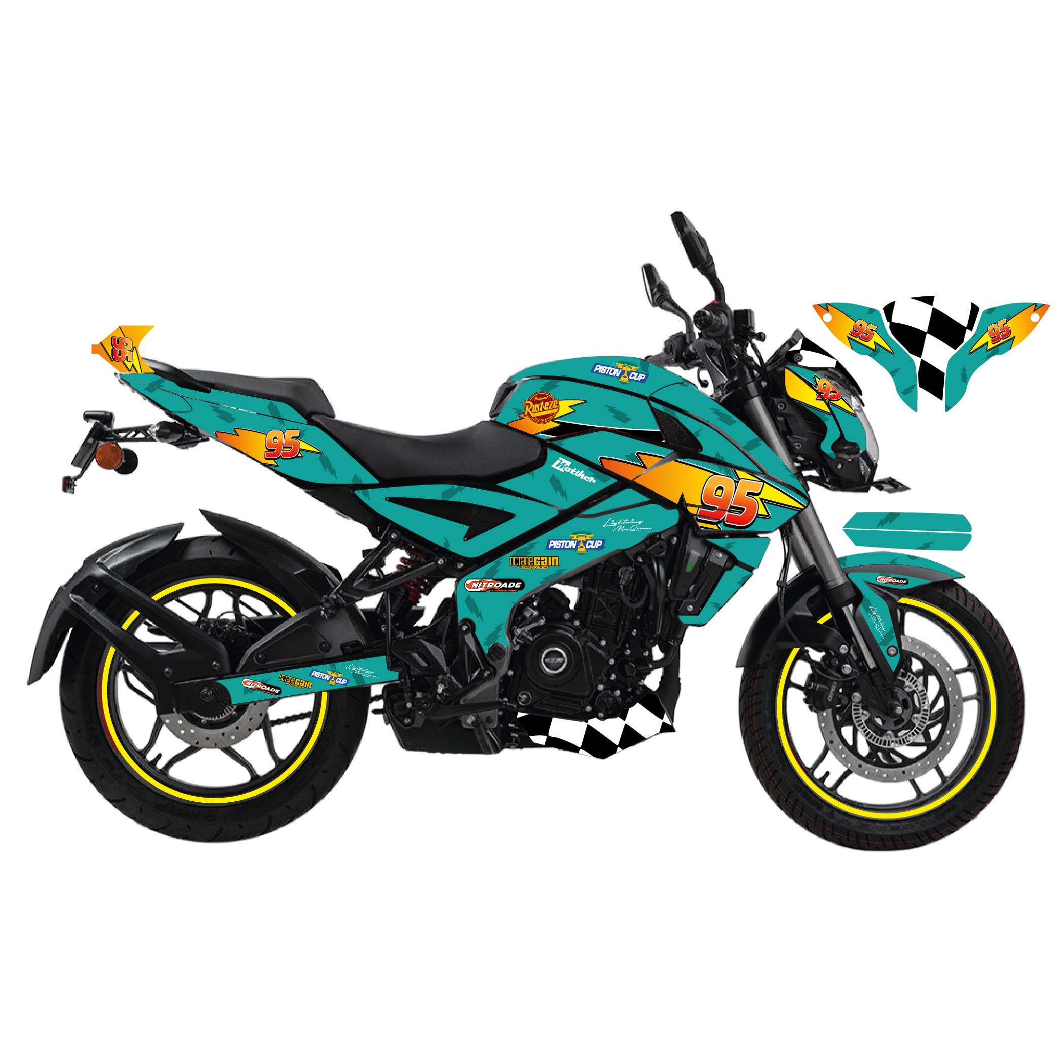 PULSAR NS 200Motiker BAJAJ NS200 McQueen Turkuaz Sticker Parçalı Motosiklet Kaplama Etiket Modeli