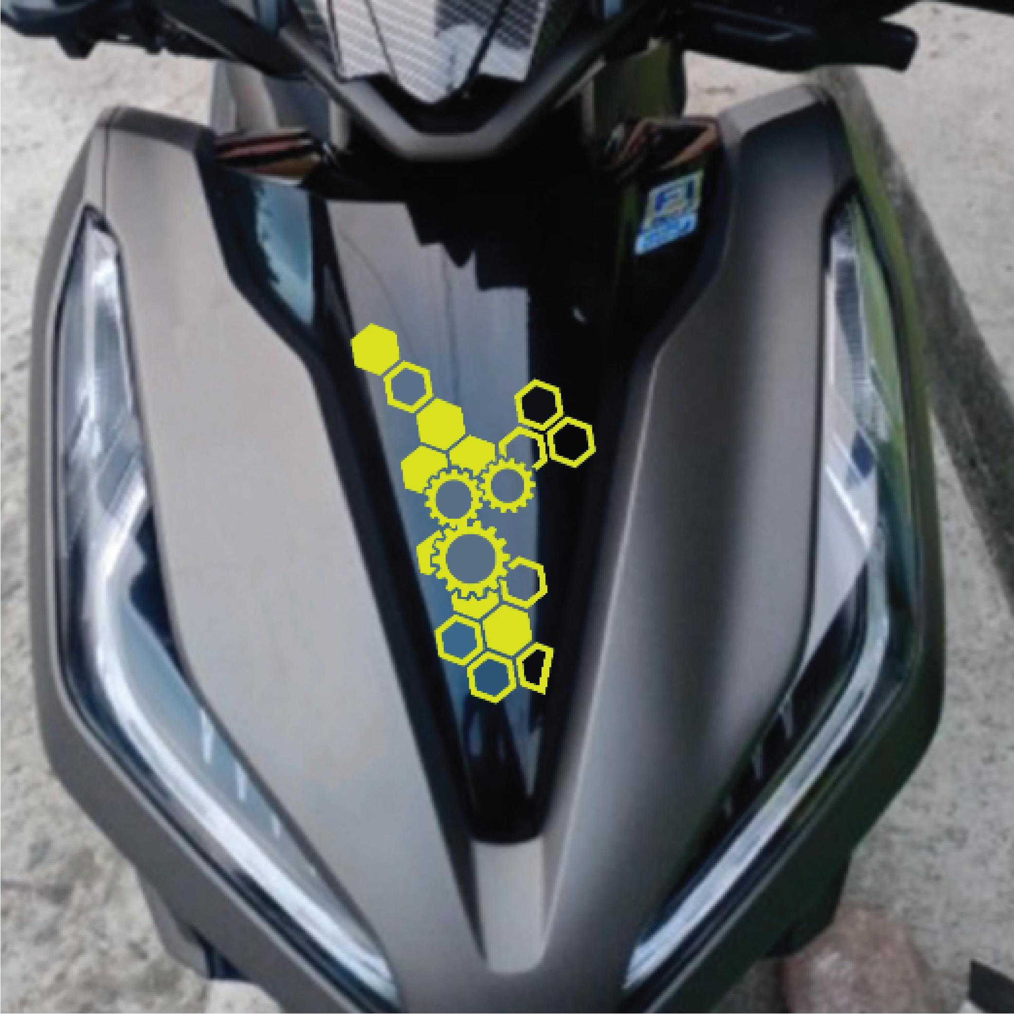 Motosiklet Ön Kafa Bal Peteği Desen Sticker Etiket Modeli