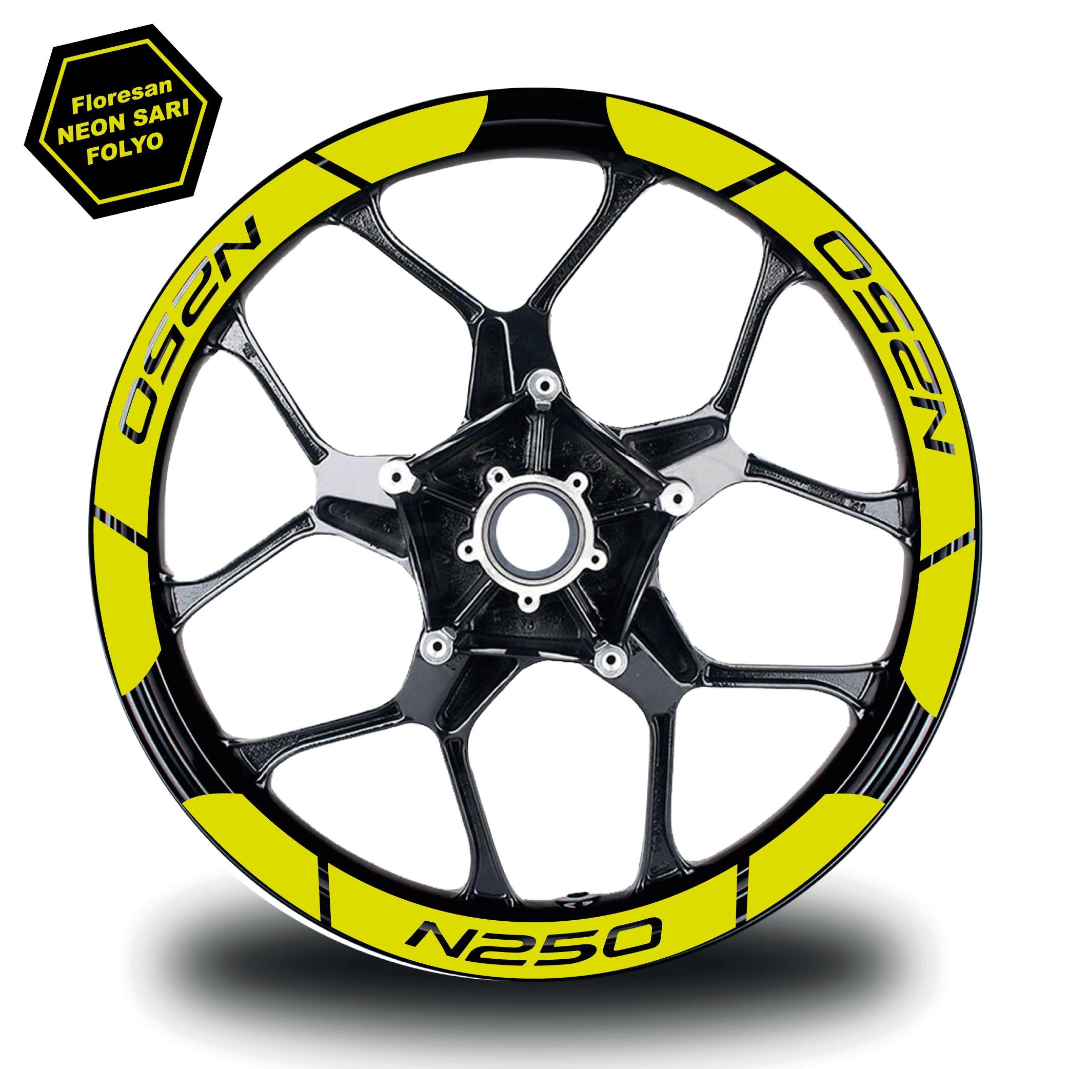 N250Neon Sarı Bajaj N250 Geniş Jant Sticker Etiket Modeli