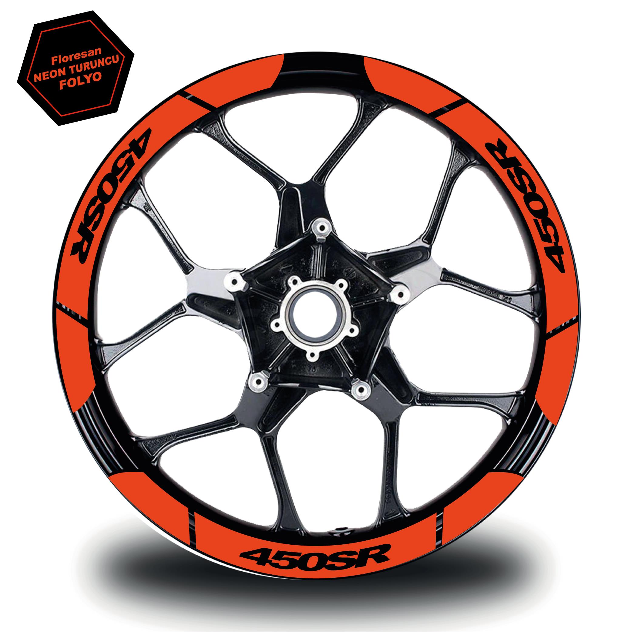 450SRNeon Turuncu CF MOTO 450 SR Geniş Jant Sticker Etiket Modeli