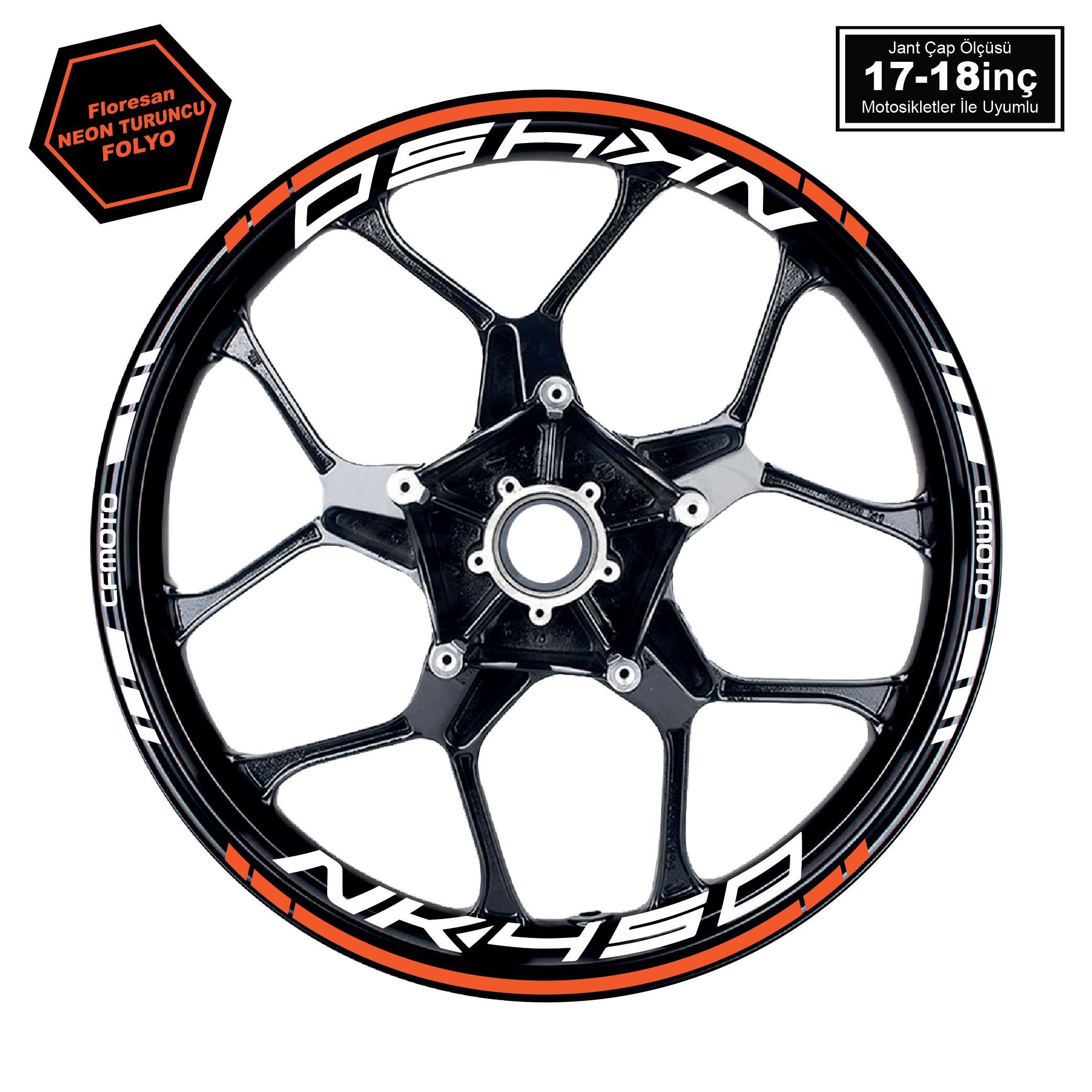450 NKNeon Turuncu CFMOTO 450NK Motosiklet Jant Sticker Etiket Modeli İç & Dış Takım