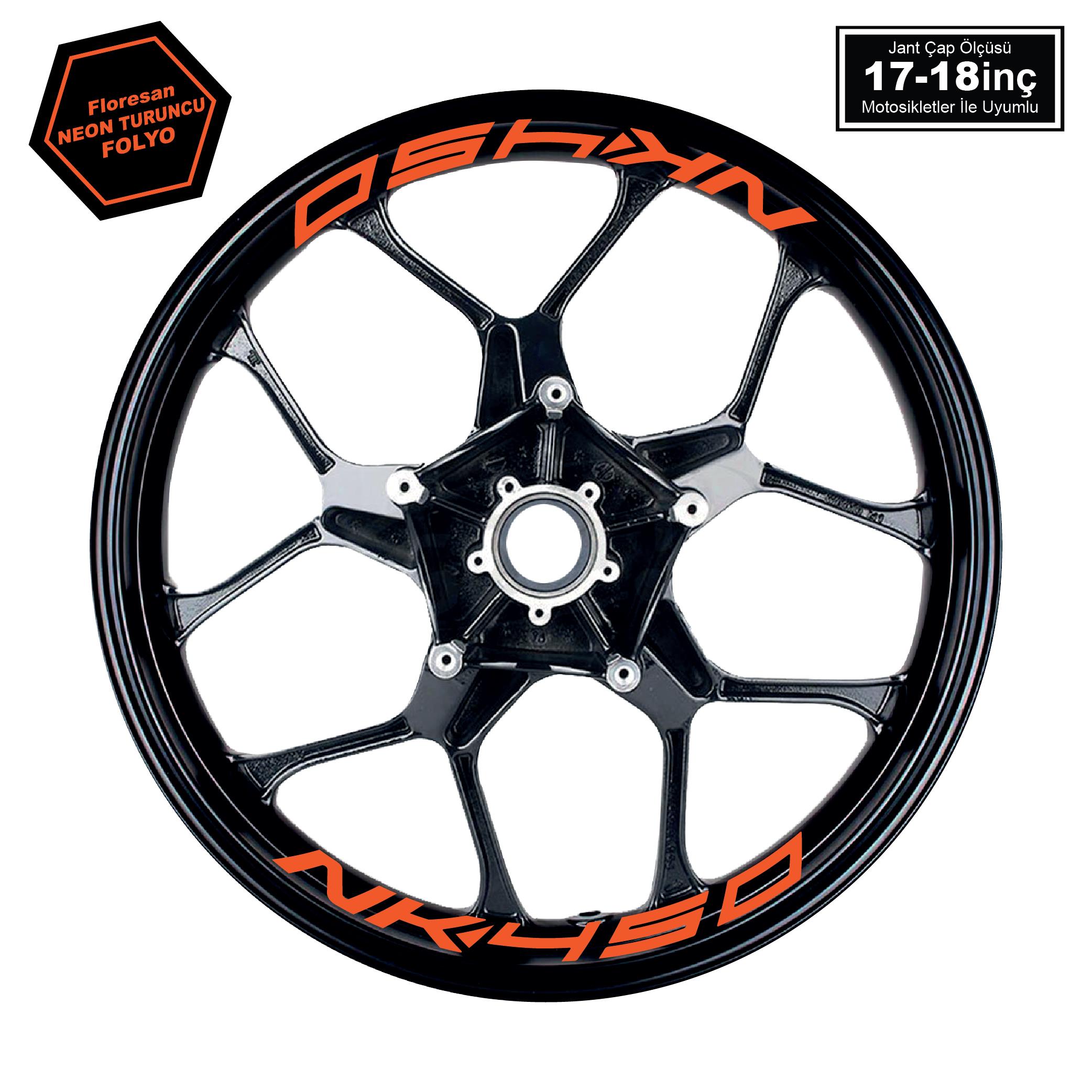 450 NKNeon Turuncu CFMOTO 450NK Yazılı 8 Li Jant İçi Yazı Sticker 