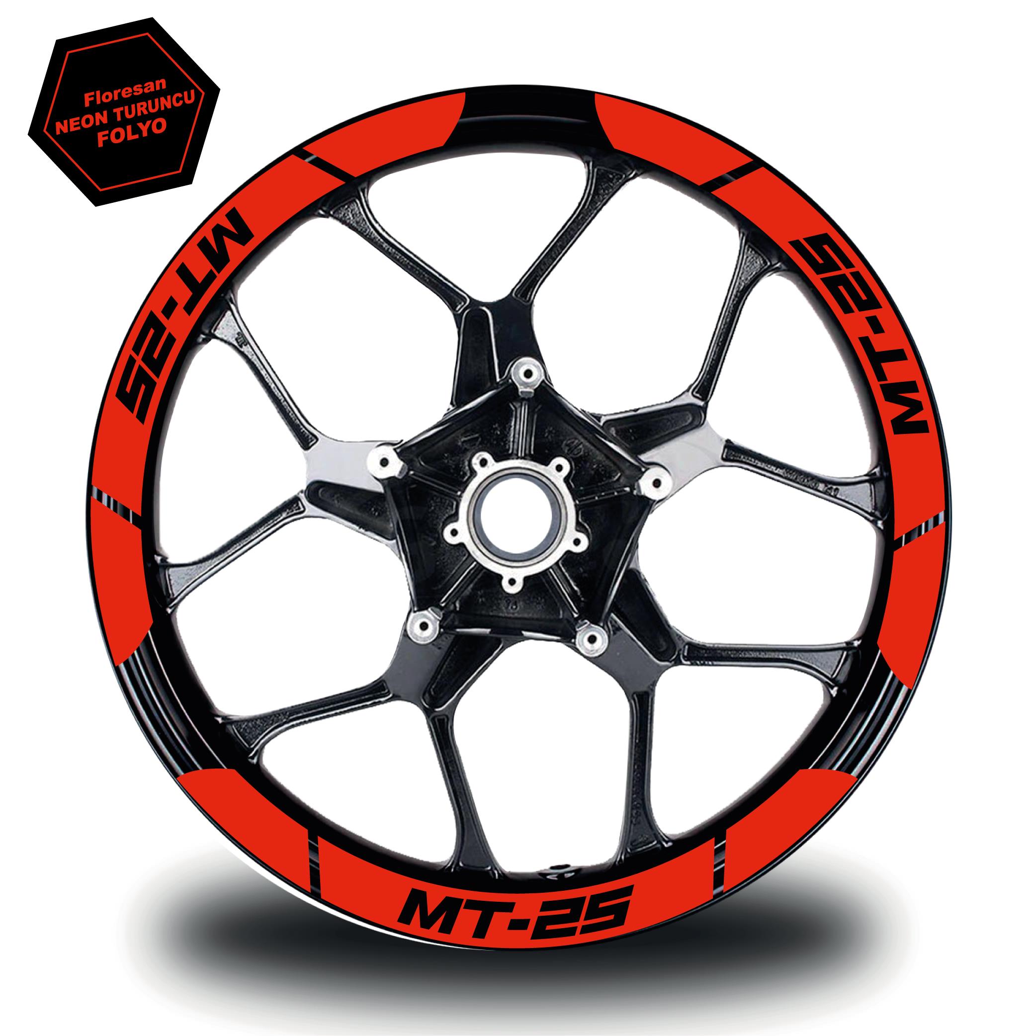 MT-25Neon Turuncu Yamaha MT-25 Geniş Jant Sticker Etiket Modeli