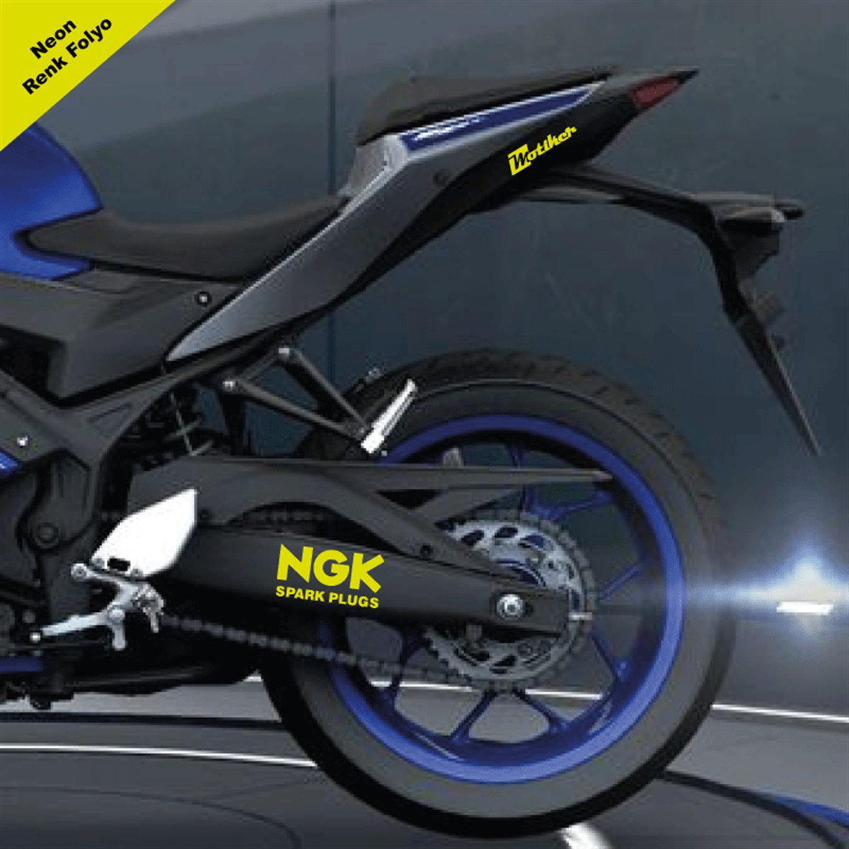 NGK Yazılı Neon Sarı Arka Maşa Sticker Etiket Modeli 