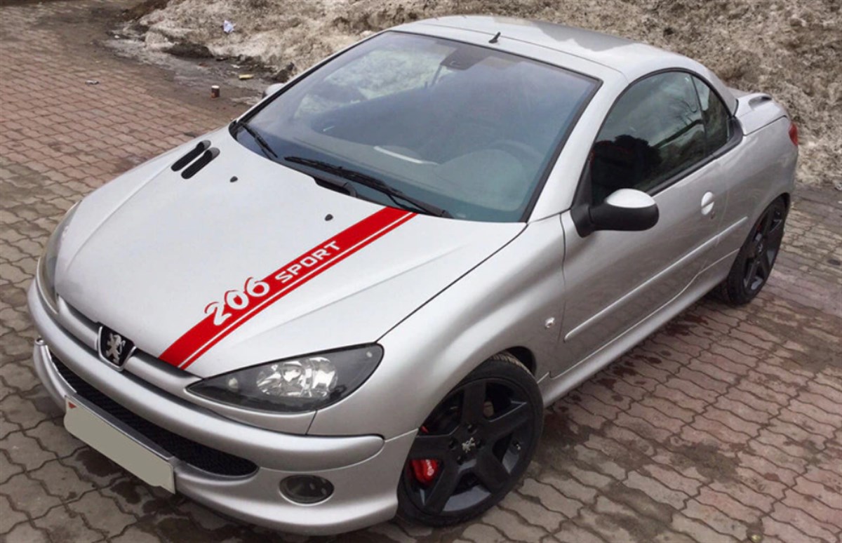 Peugeot 206 Sport Yazılı Ön Kaput Sticker Etiket Modeli