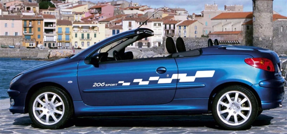 Peugeot 206 Sport Yazılı Yan Kapı Desenli Sticker Etiket Modeli