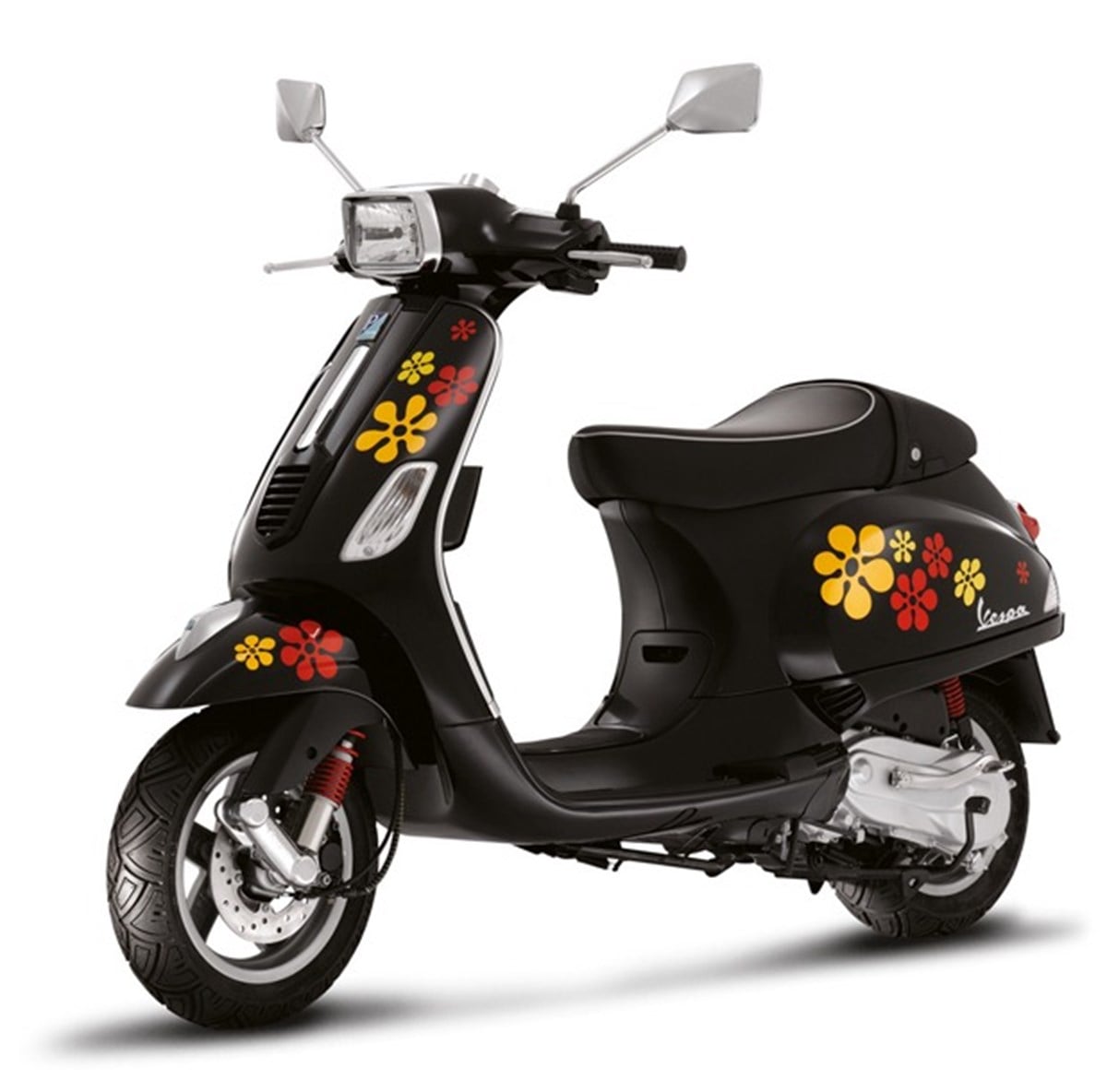 Piaggio Vespa Çiçek Desenli Sticker Etiket Modeli