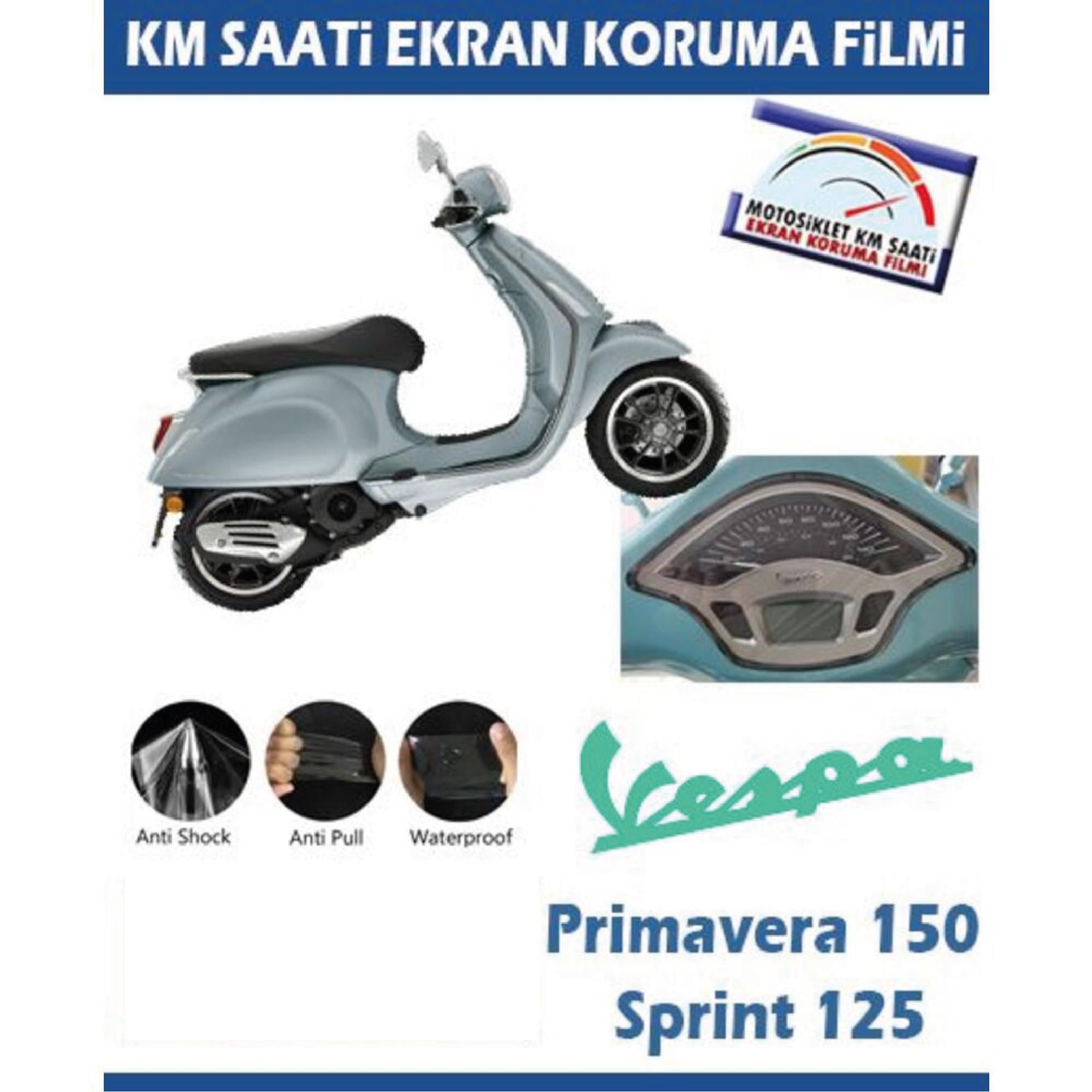 Ekran KorumasıPiaggio Vespa Primavera 150/Sprint 125 Motosiklet Ekran Km Koruyucu