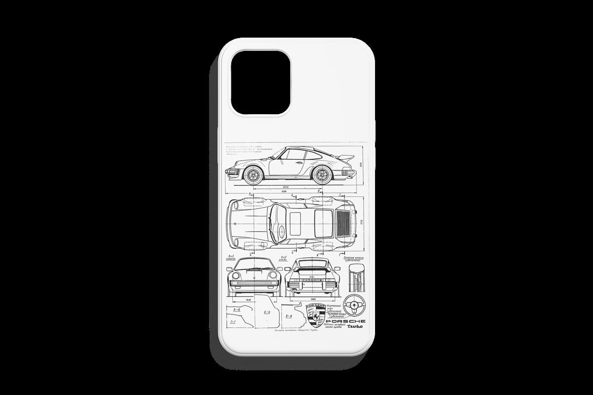 Porsche Turbo Taslak Tasarımı Telefon Kılıfı 1. Kalite Baskı
