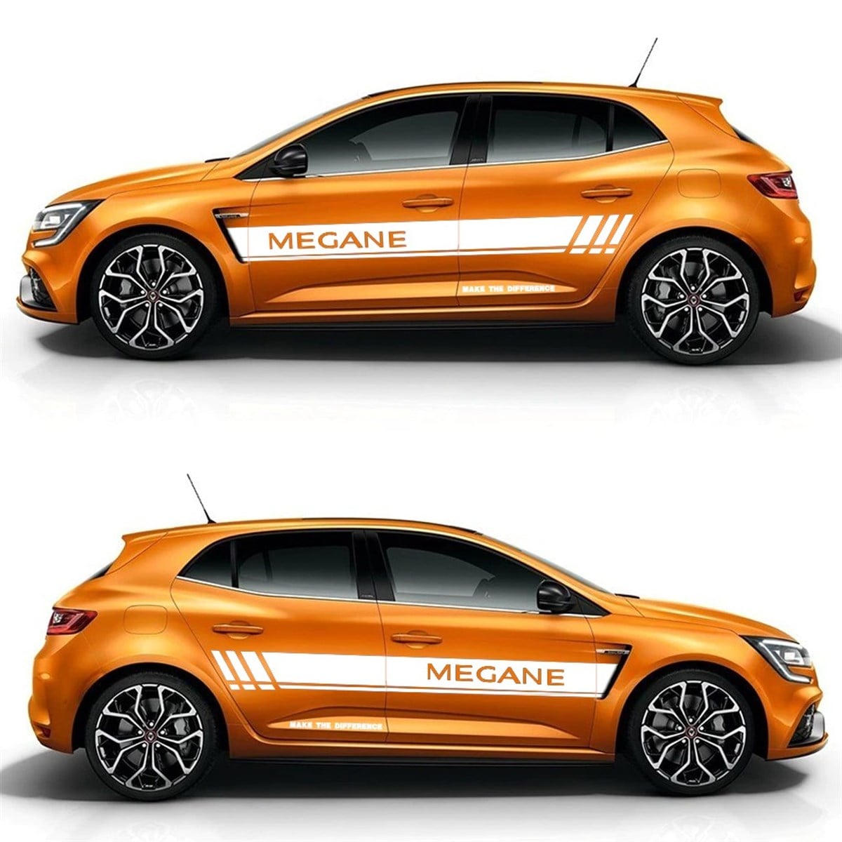 Renault Megane Yazılı Düz Şerit Yan Kapı Sticker Etiket Modeli
