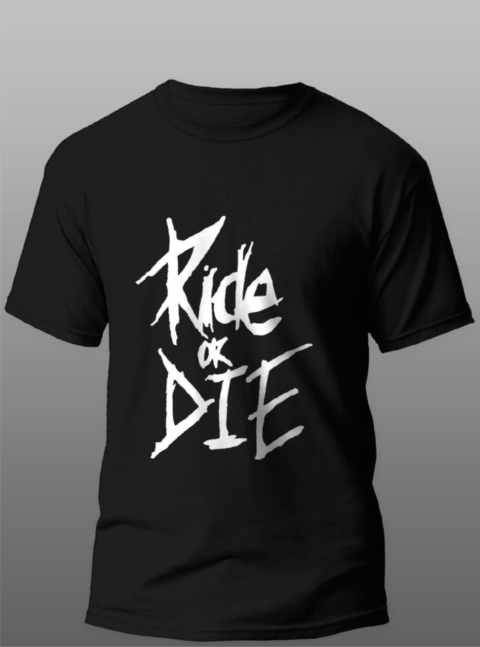 T-ShirtRide Or Die Motorcu T-Shirt Modeli Siyah