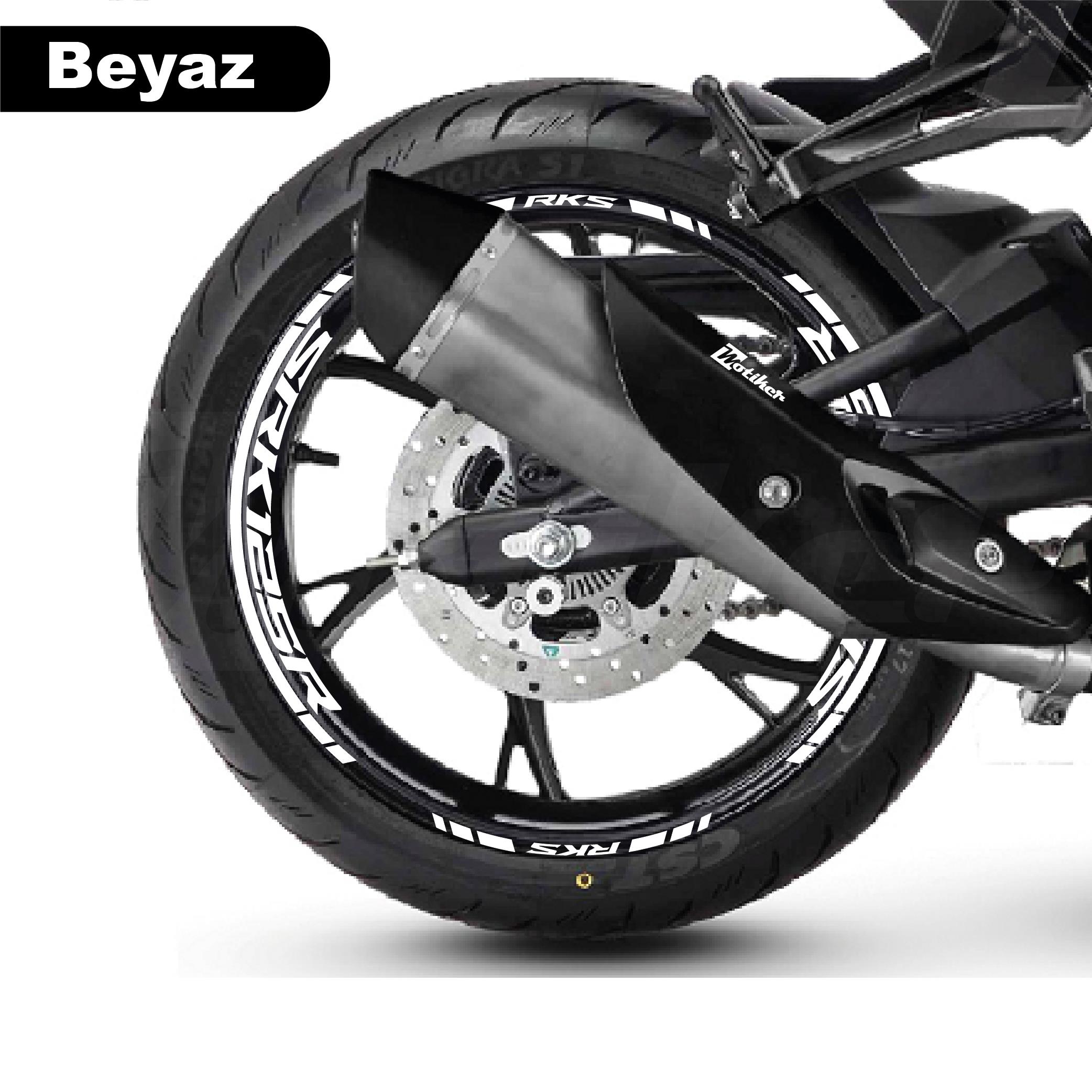 RKSRKS (QJ MOTOR) SRK 125R Motosiklet Jant İç ve Dış Set Sticker Etiket Modeli Beyaz